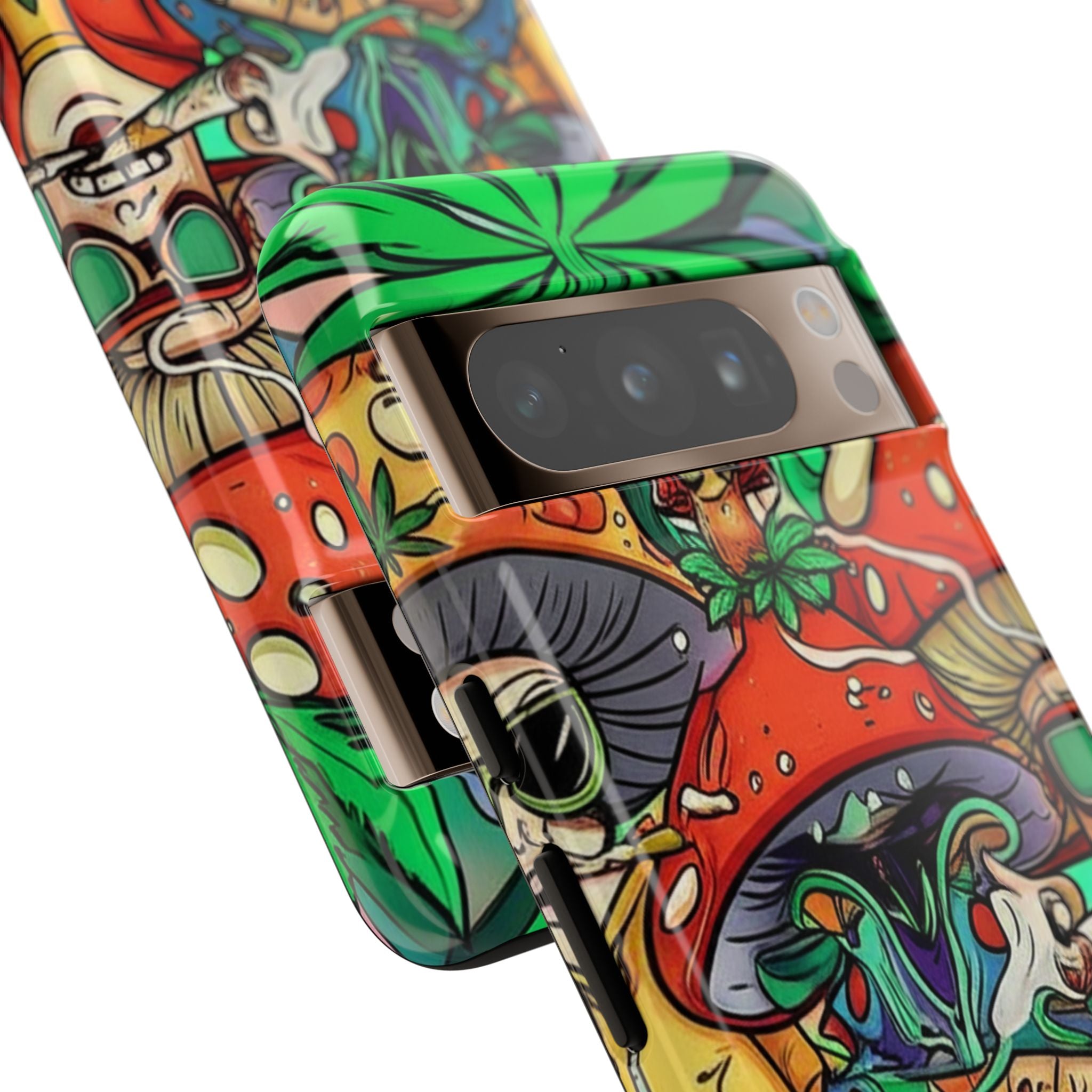 Vibrant Phone Case Featuring Funky Mushroom Art, Tough Cases, Trendy Accessories, Unique Gifts, Eclectic Style, Phone Protection