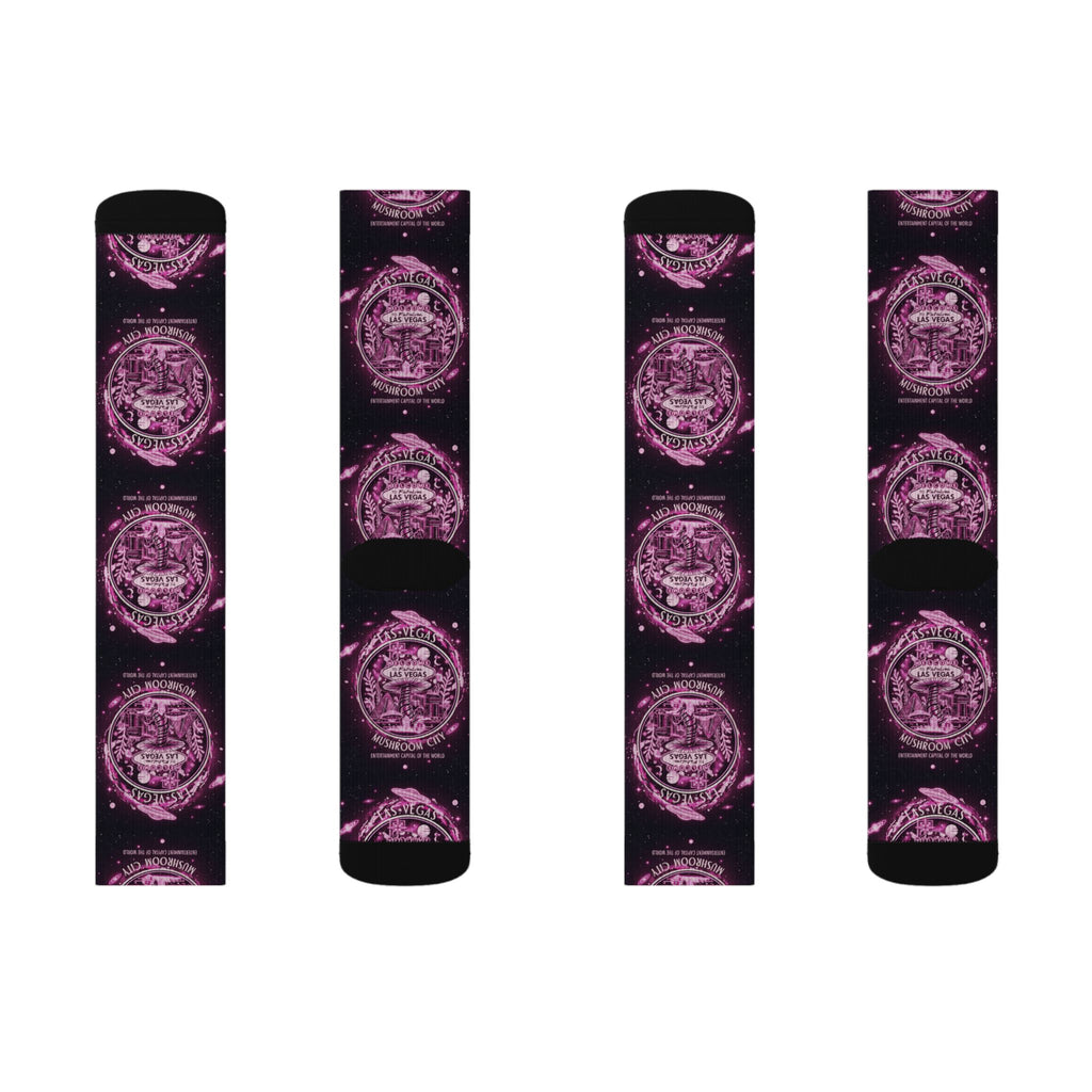 Mystic Pink Galaxy Crew Socks — Sublimated Celestial Mandala Design
