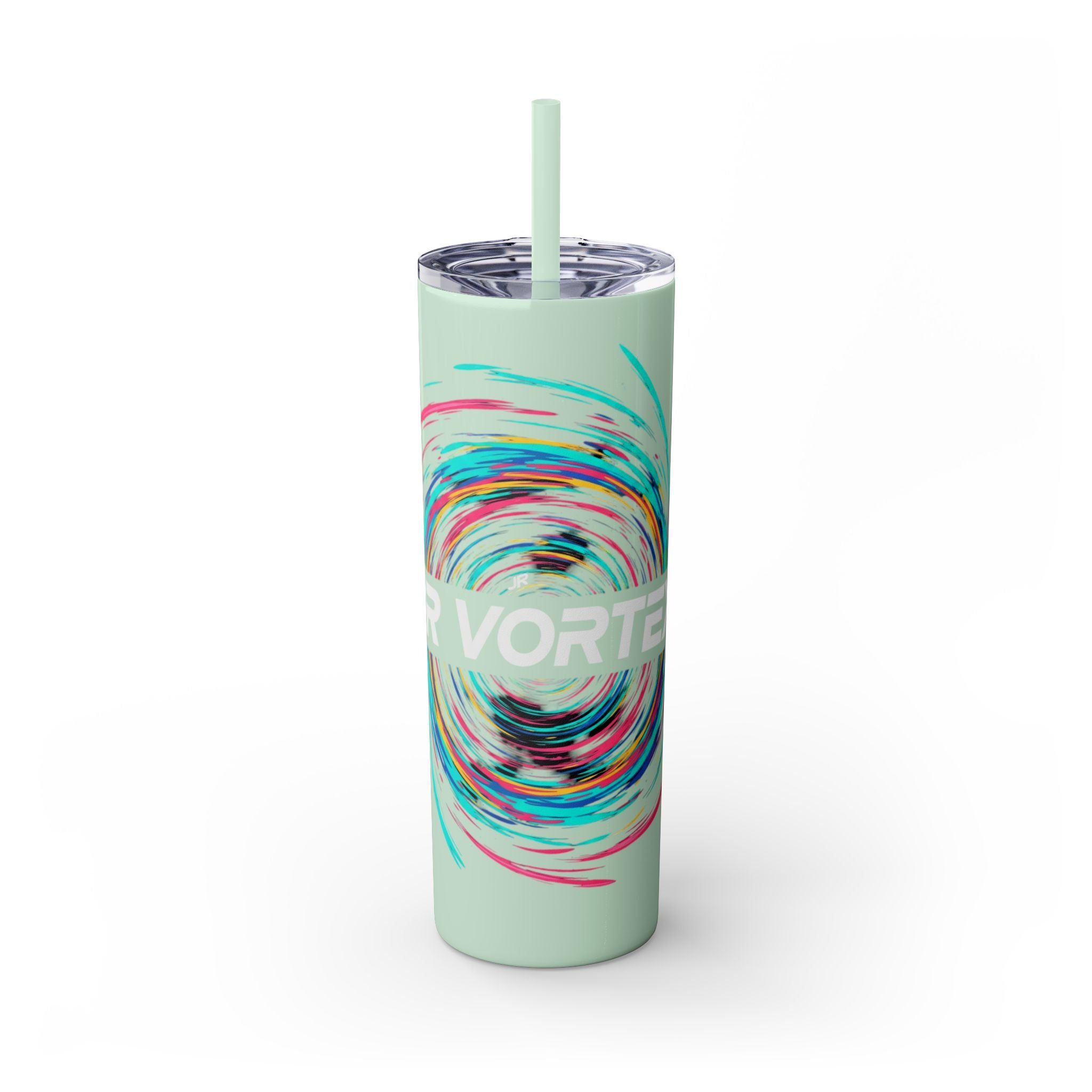 Colorful Swirl Skinny Tumbler with Straw, 20oz | Insulated Drinkware | Perfect for Gifts, Travel, Office, Beach, Summer Vibes