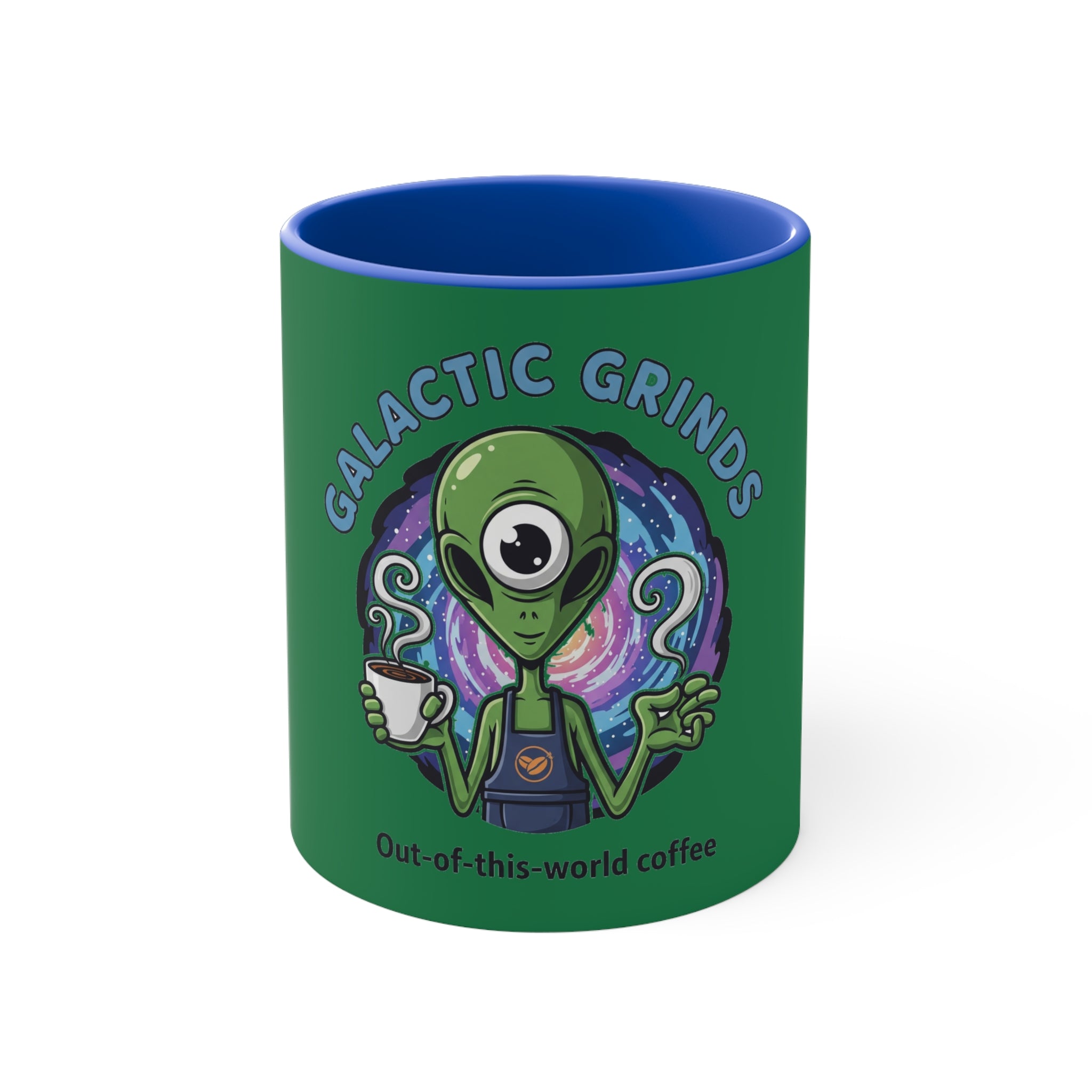 Galactic Grinds Alien Accent Mug - Fun Coffee Mug, Space Lover Gift, Unique Kitchen Decor, Whimsical Alien Design, Out-of-this-world Coffee