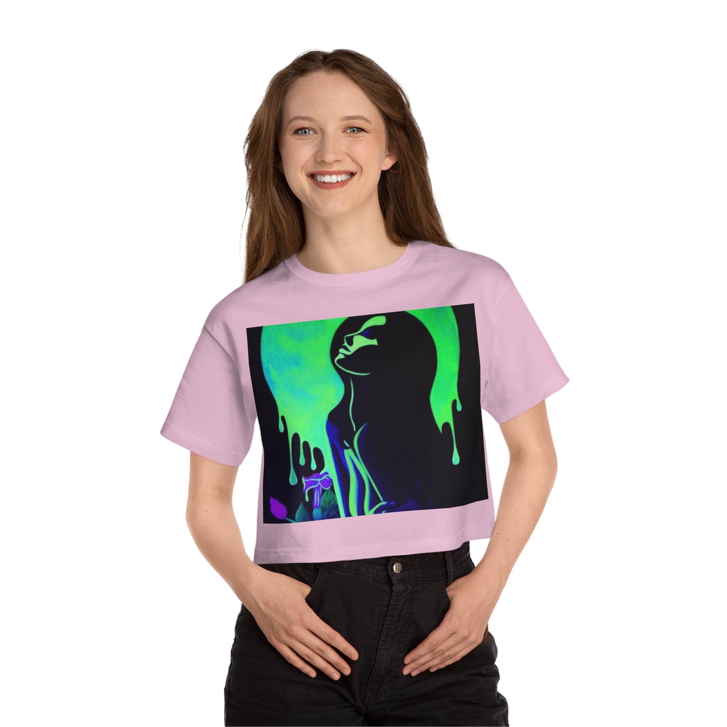 Neon Art Cropped T-Shirt for Women | Champion Heritage Style