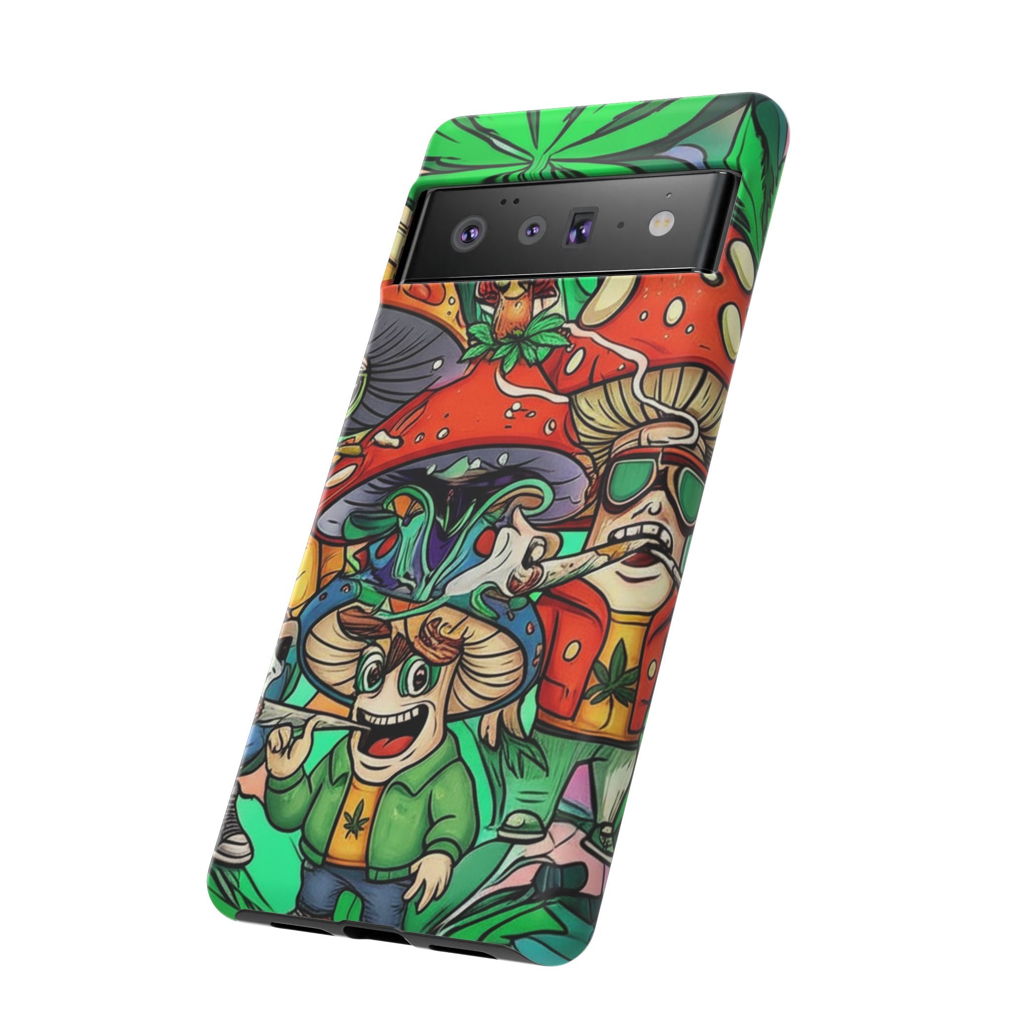 Vibrant Phone Case Featuring Funky Mushroom Art, Tough Cases, Trendy Accessories, Unique Gifts, Eclectic Style, Phone Protection