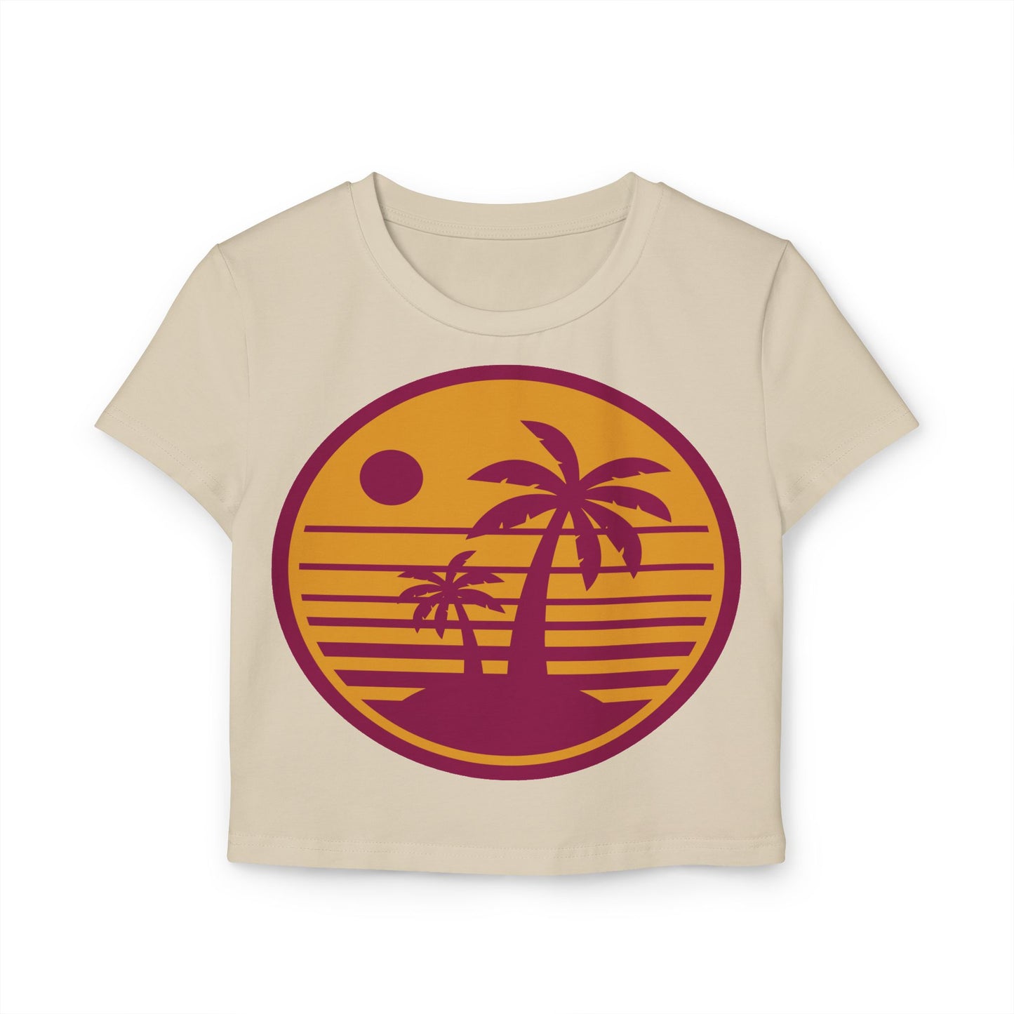 Sunset Palm Women's Baby Tee - Casual Summer Vibes