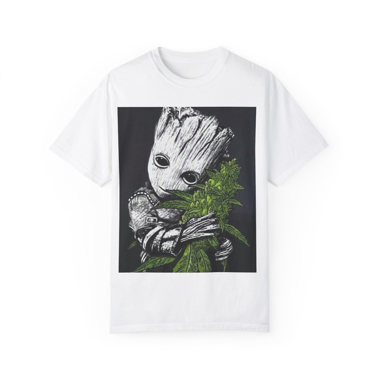 Garment-Dyed T-Shirt - Cute Groot with Plants Graphic