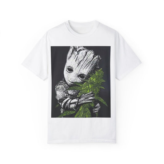 Garment-Dyed T-Shirt - Cute Groot with Plants Graphic