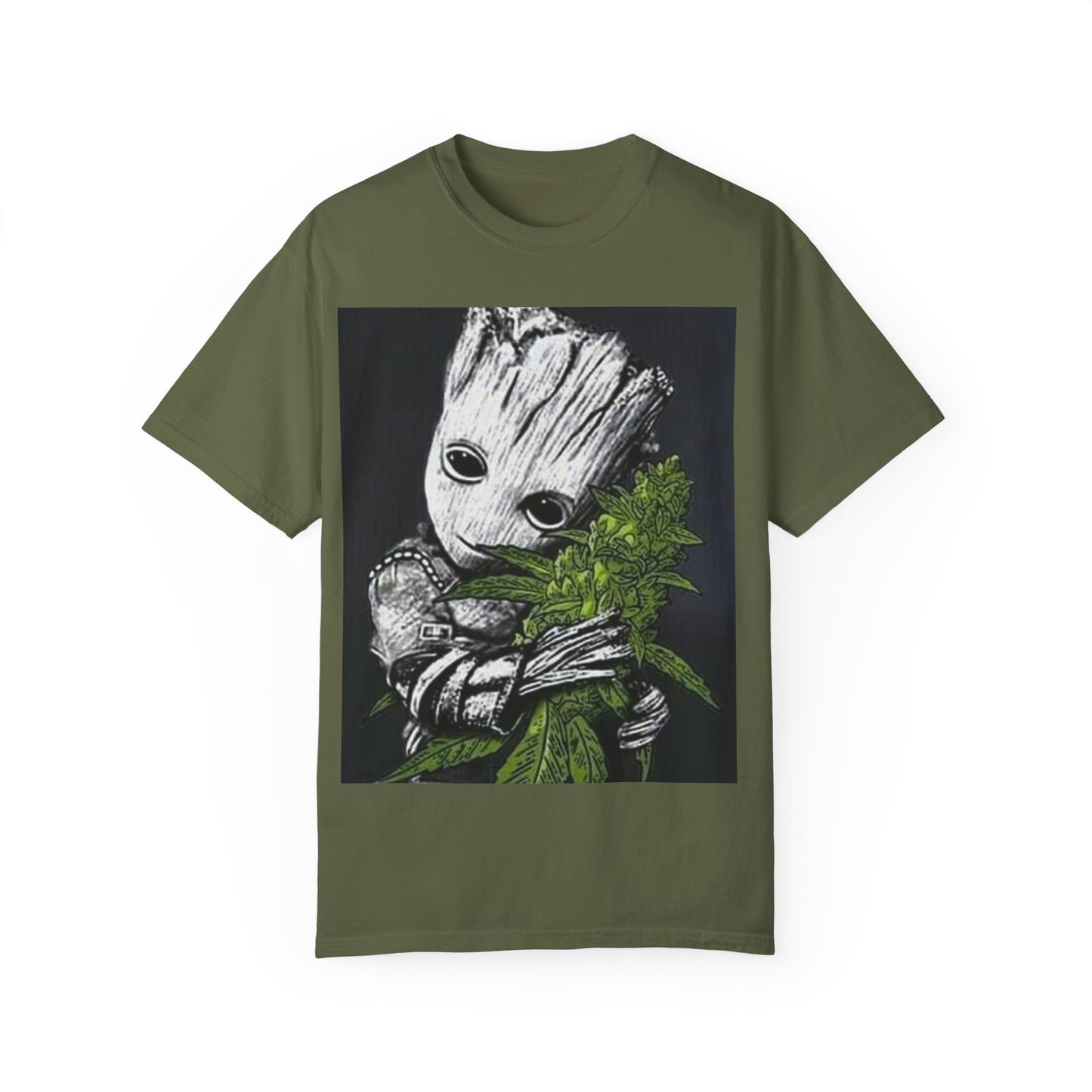 Garment-Dyed T-Shirt - Cute Groot with Plants Graphic