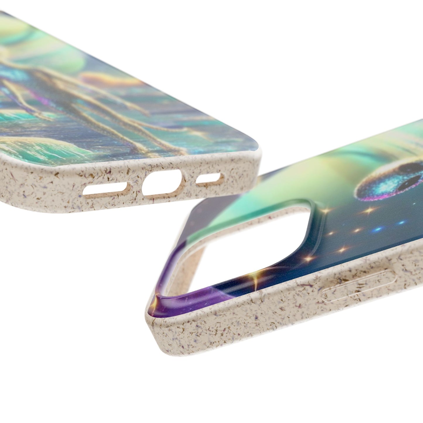 Glitter Alien Biodegradable Phone Case - Eco-Friendly Galaxy Design