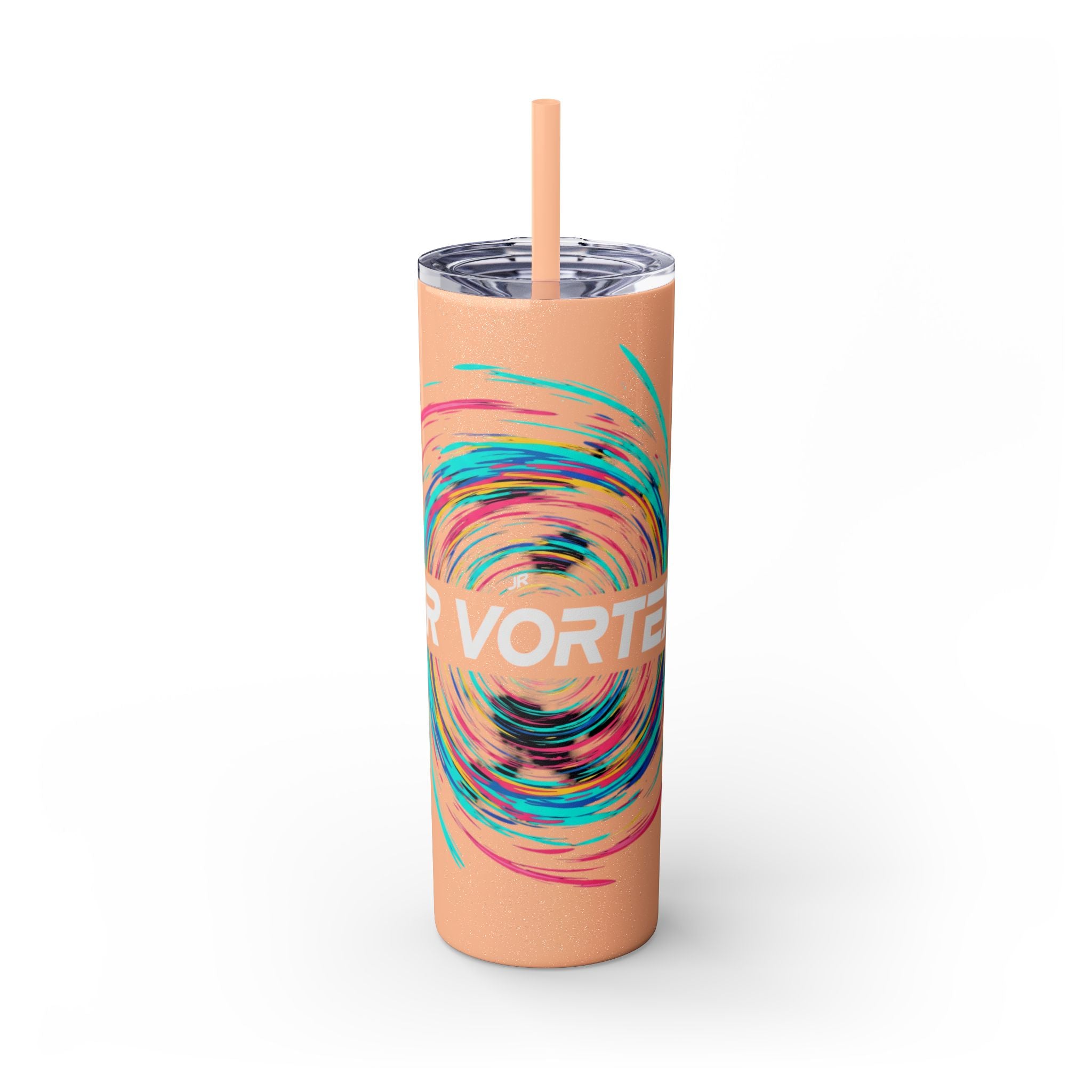 Colorful Swirl Skinny Tumbler with Straw, 20oz | Insulated Drinkware | Perfect for Gifts, Travel, Office, Beach, Summer Vibes