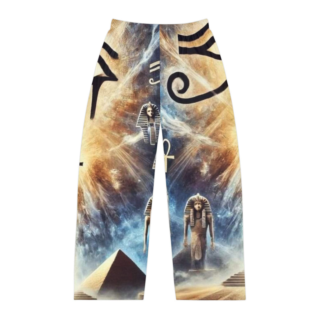 Cosmic Egyptian Print Men's Pajama Pants, Relaxing Lounge Wear, Festival Clothes, Unique Gift for Him, Comfortable Sleepwear