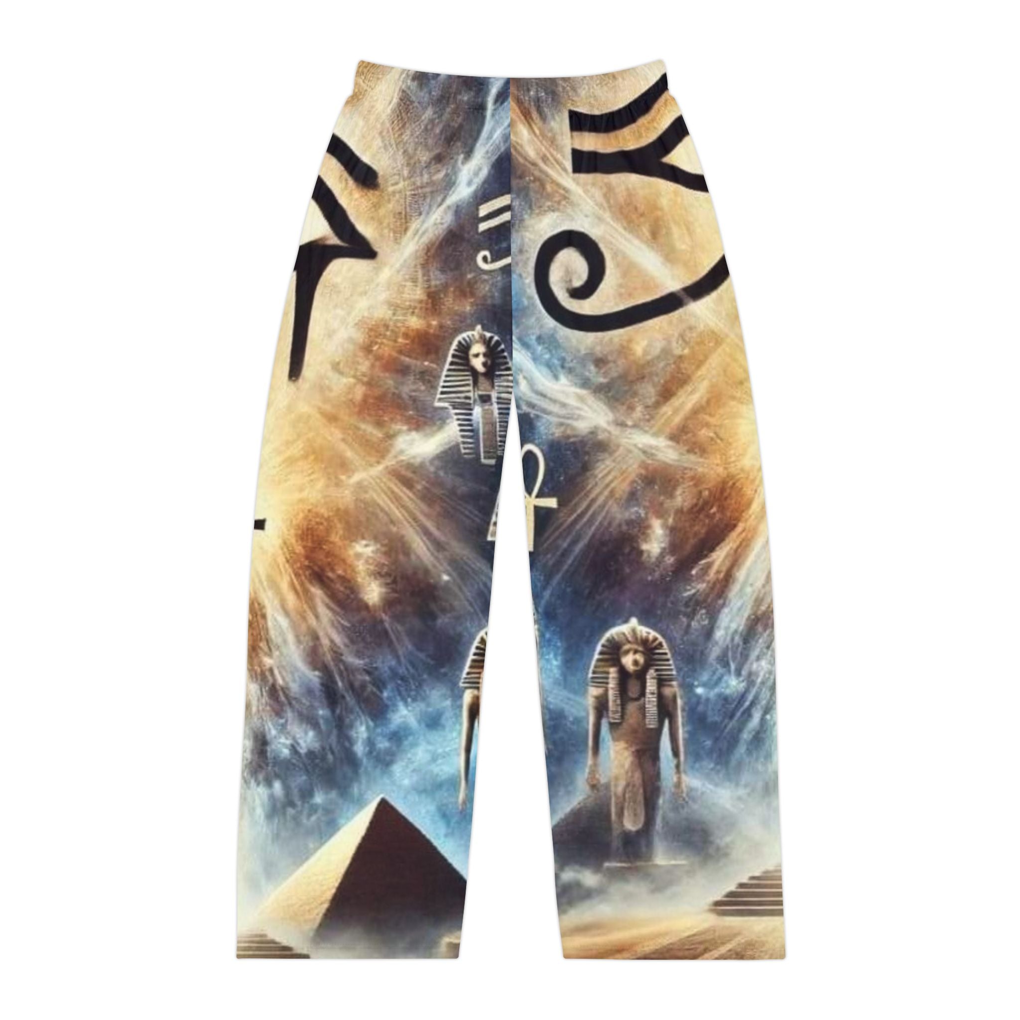 Cosmic Egyptian Print Men's Pajama Pants, Relaxing Lounge Wear, Festival Clothes, Unique Gift for Him, Comfortable Sleepwear