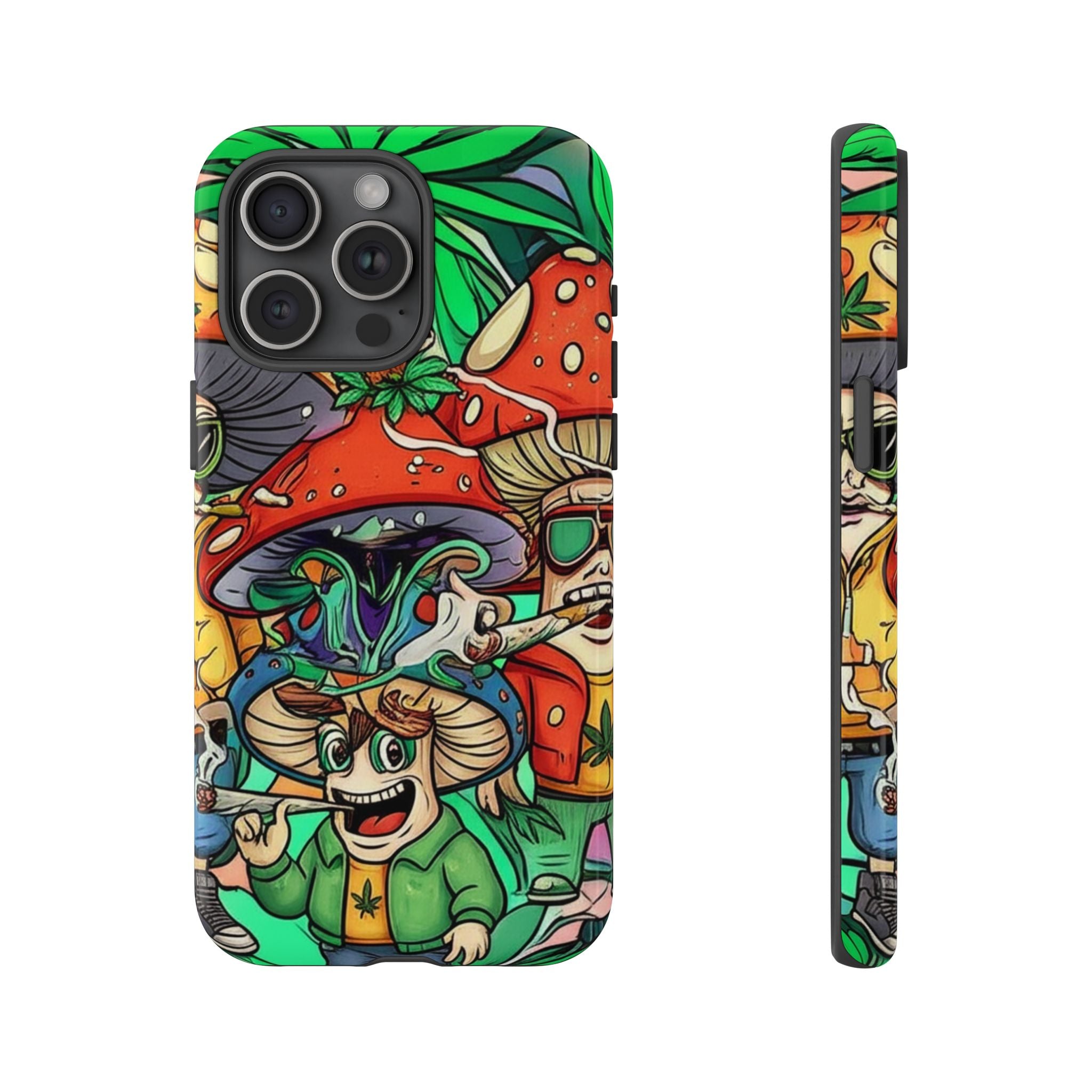 Vibrant Phone Case Featuring Funky Mushroom Art, Tough Cases, Trendy Accessories, Unique Gifts, Eclectic Style, Phone Protection