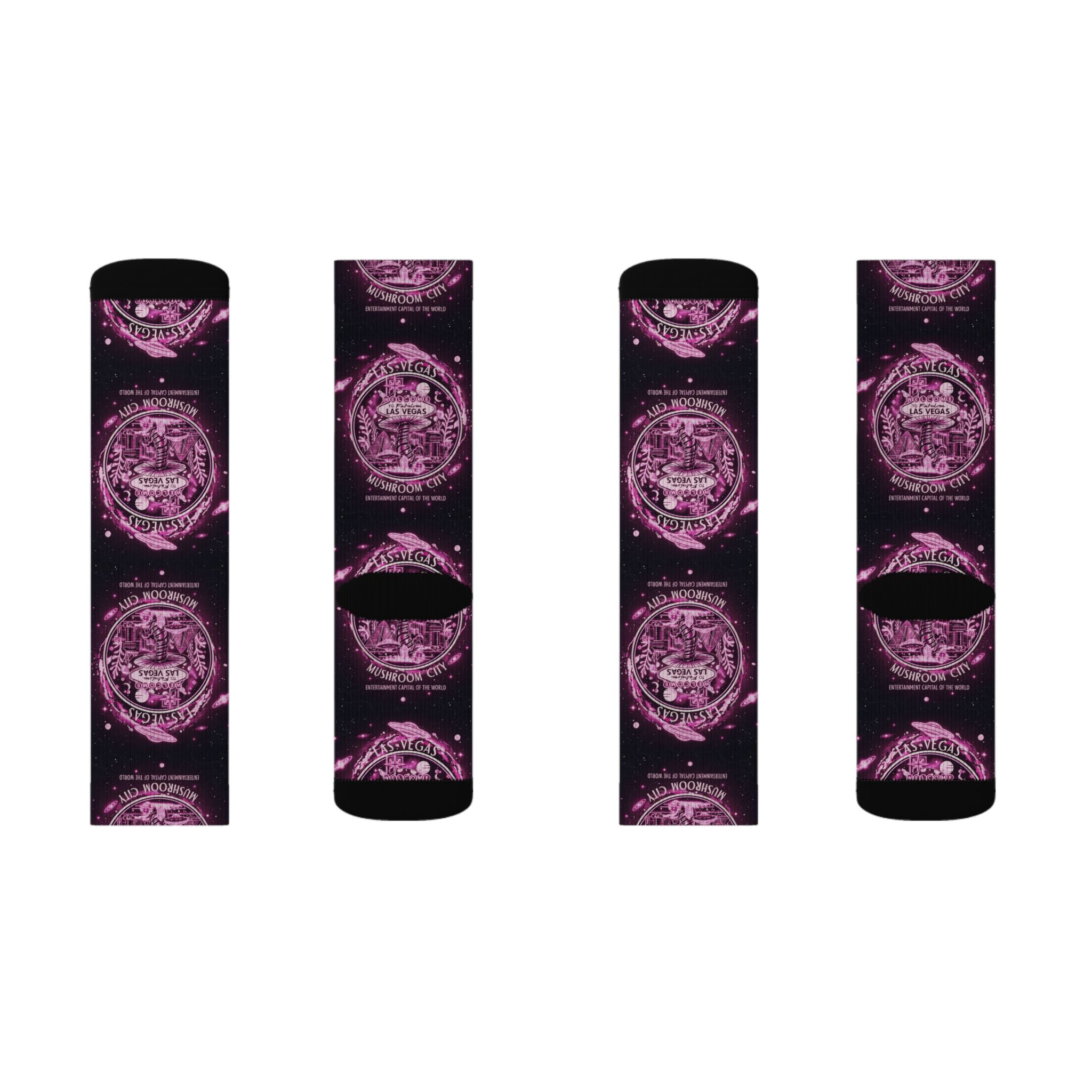 Mystic Pink Galaxy Crew Socks — Sublimated Celestial Mandala Design