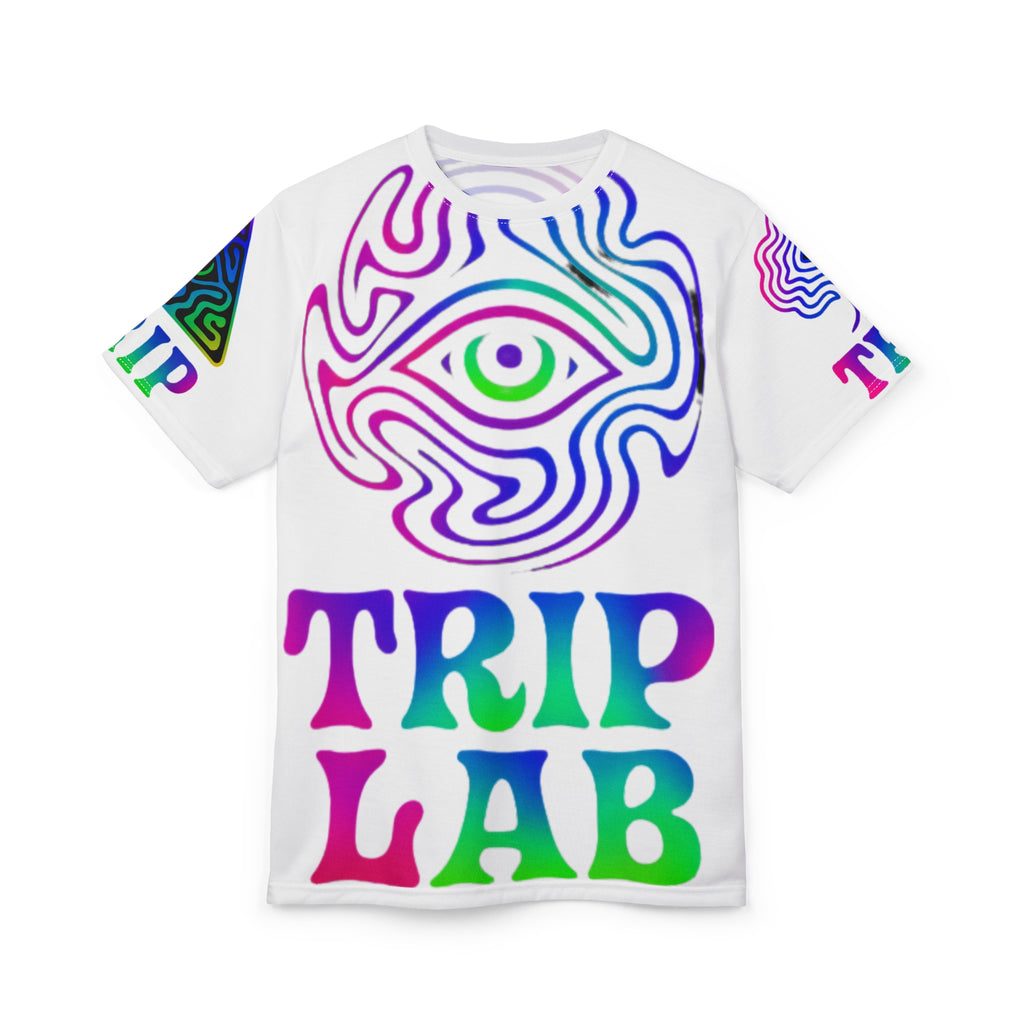 Psychedelic Graphic Tee, Festival Shirt, Unisex Cut & Sew Tee, Colorful AOP T-Shirt, Boho Vibe Apparel