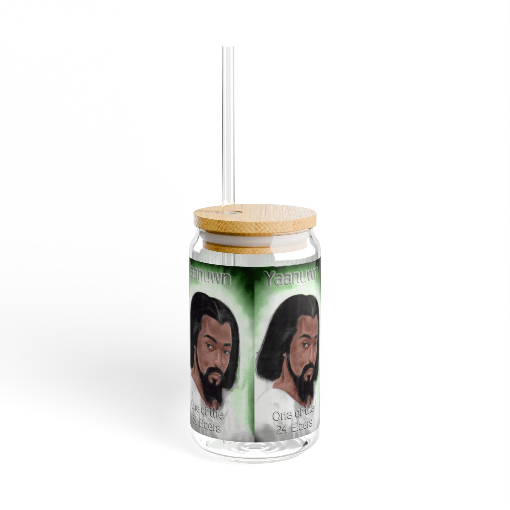 Artistic Sipper Glass with Wooden Lid, Unique Ventage Inspired Drinkware, Eco-Friendly Reusable, Perfect for Gatherings, Gifts