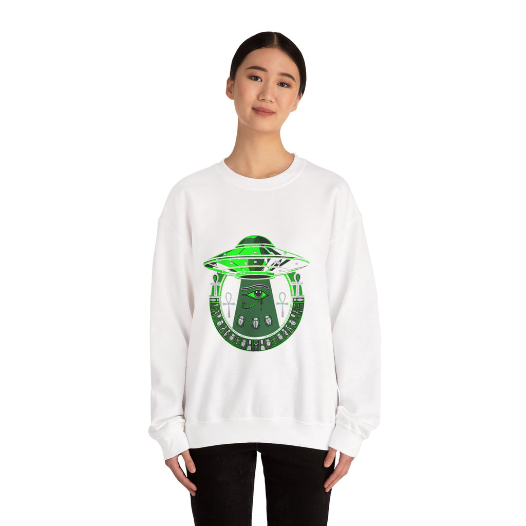 Alien Abduction Graphic Sweatshirt, Cozy Unisex Crewneck, UFO Lover Gift, Space-Themed Apparel, Casual Everyday Wear