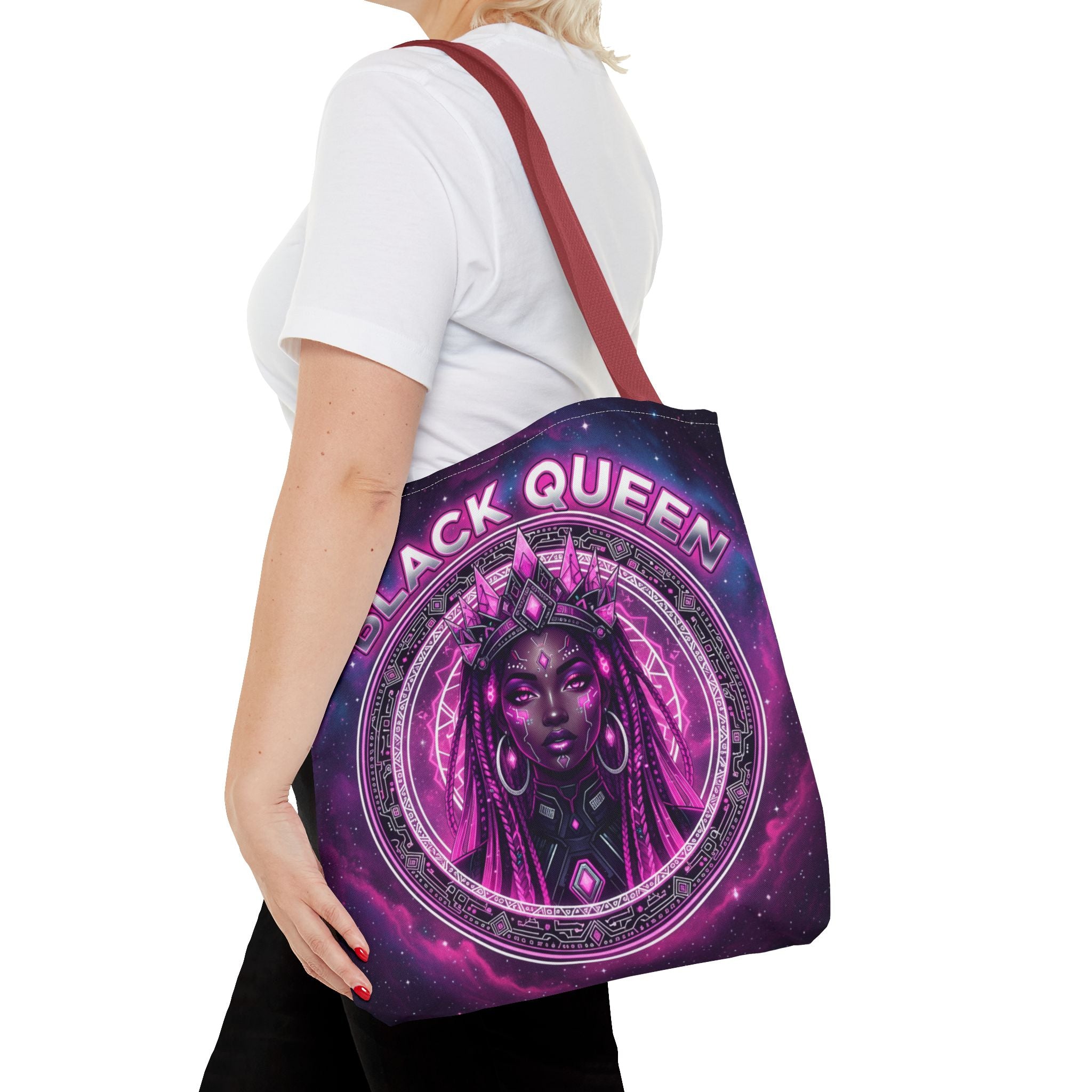 Black Queen Art Tote Bag — Afrocentric Cosmic Portrait Tote