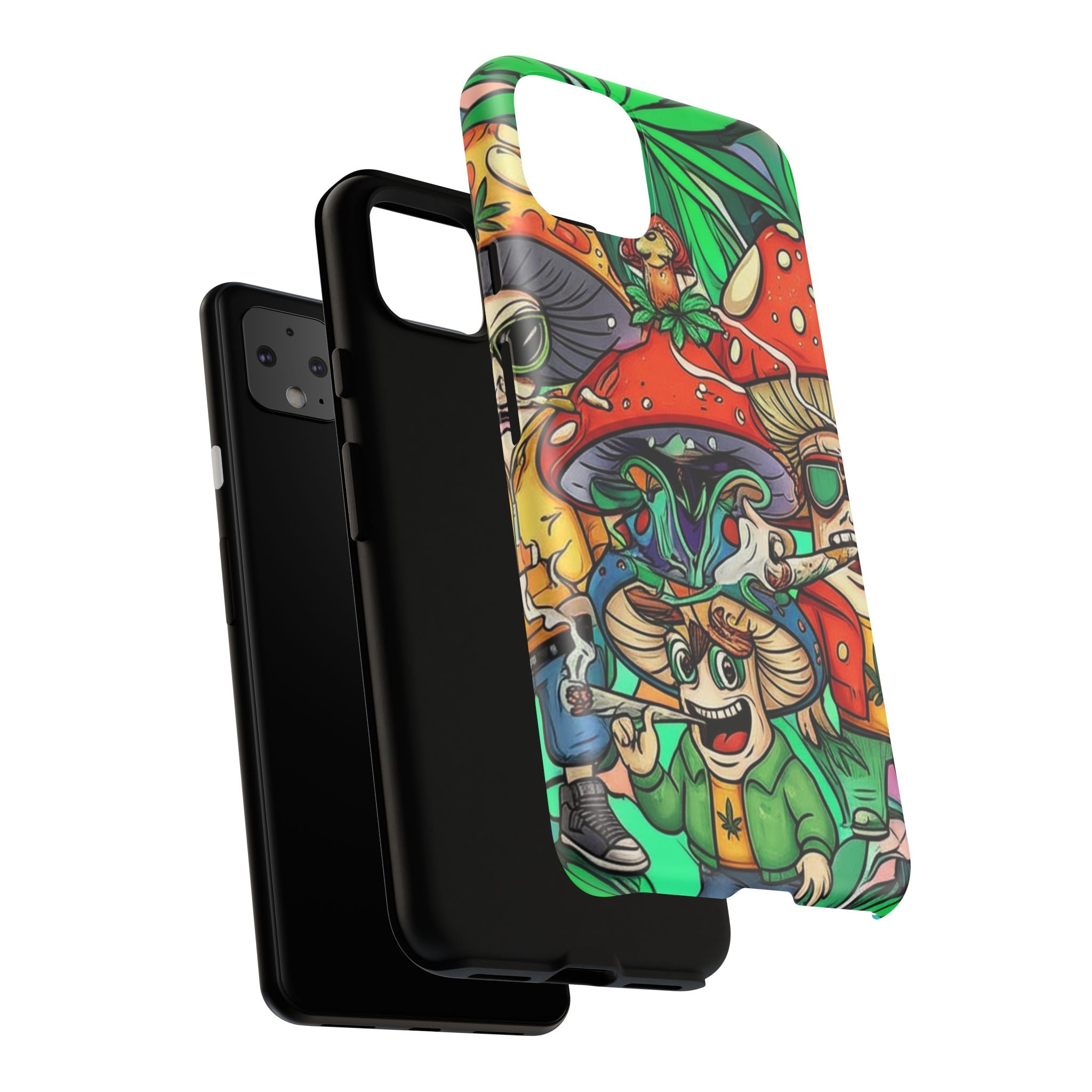 Vibrant Phone Case Featuring Funky Mushroom Art, Tough Cases, Trendy Accessories, Unique Gifts, Eclectic Style, Phone Protection
