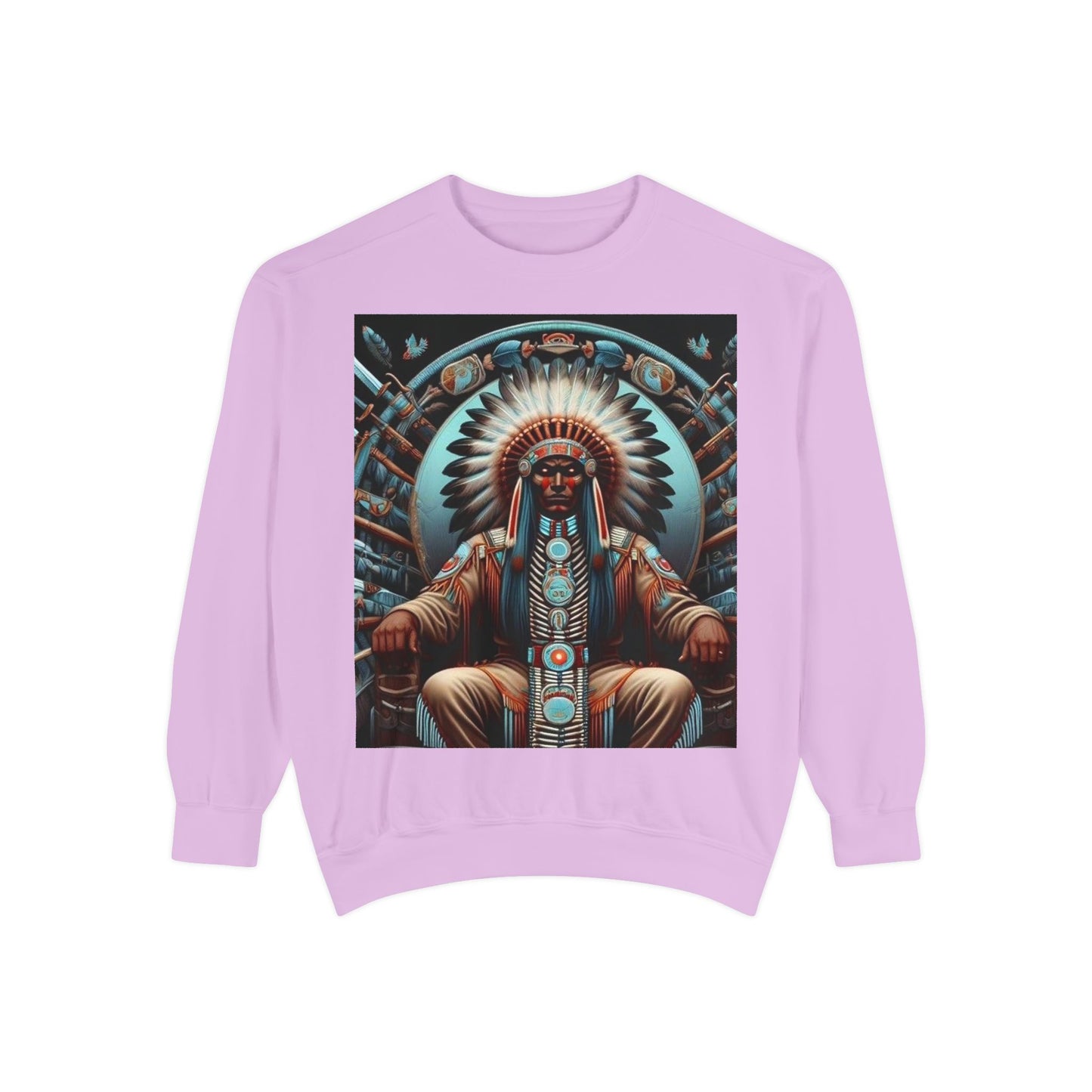 Cultural Heritage Sweatshirt - Unisex Garment-Dyed Crewneck with Native American Design, Cozy Casual Wear, Gift for Friends, Comfortable