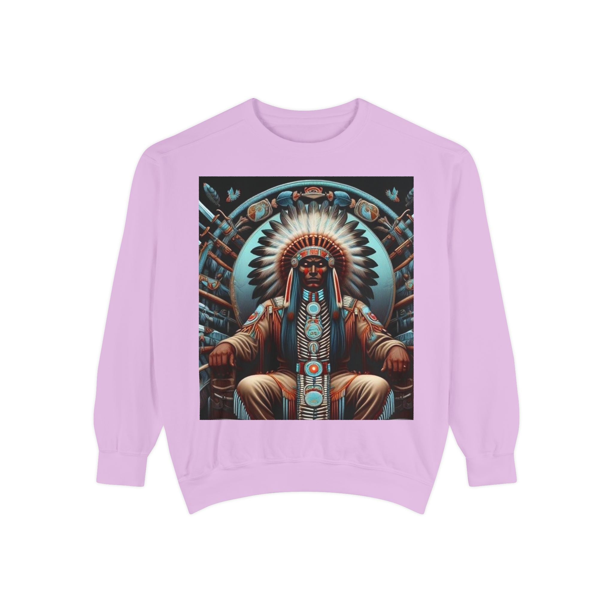 Cultural Heritage Sweatshirt - Unisex Garment-Dyed Crewneck with Native American Design, Cozy Casual Wear, Gift for Friends, Comfortable