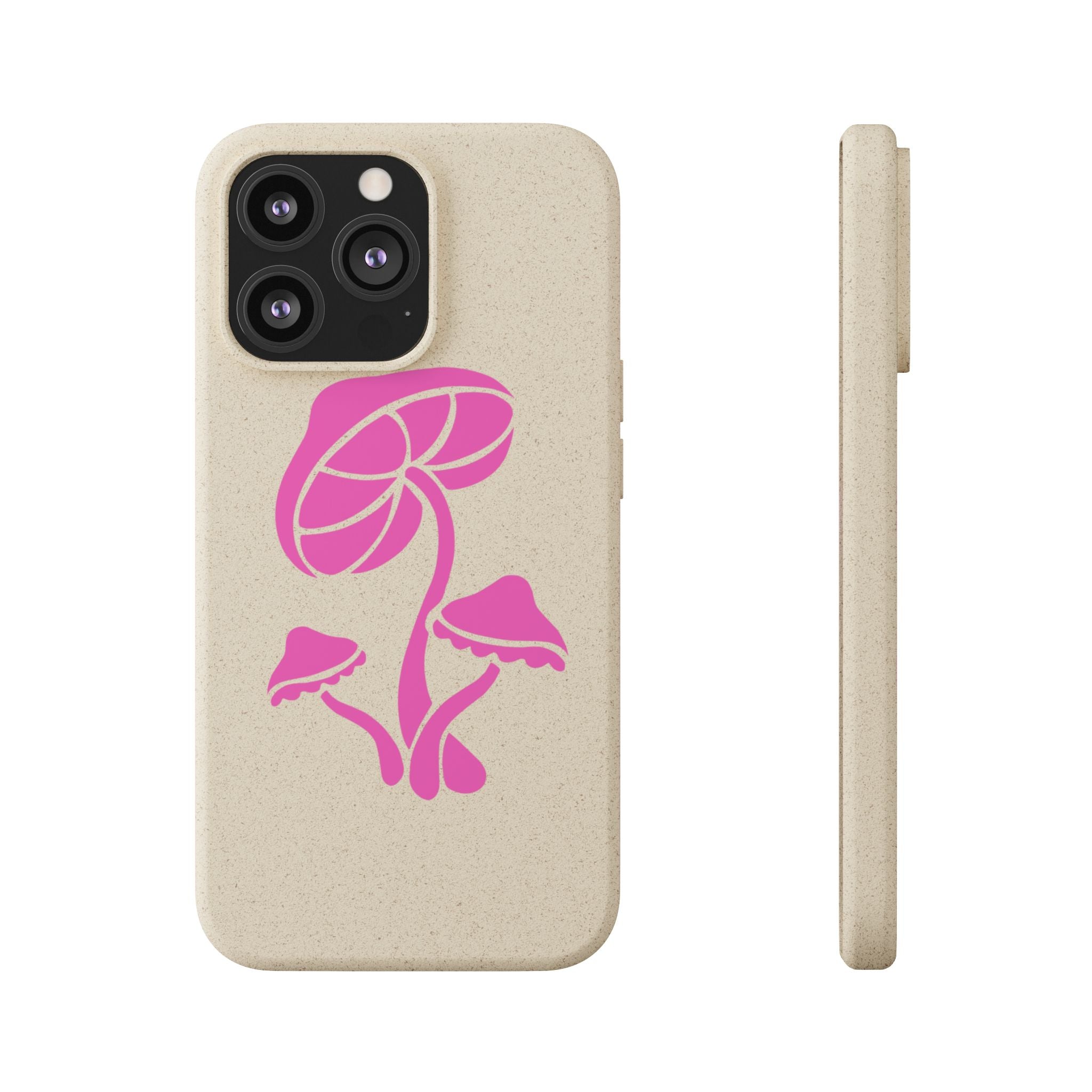 Eco-Friendly Phone Case with Pink Mushroom Design, Biodegradable Phone Cover, Sustainable Gift for Nature Lovers, Earth Day Gift, Cute Phone