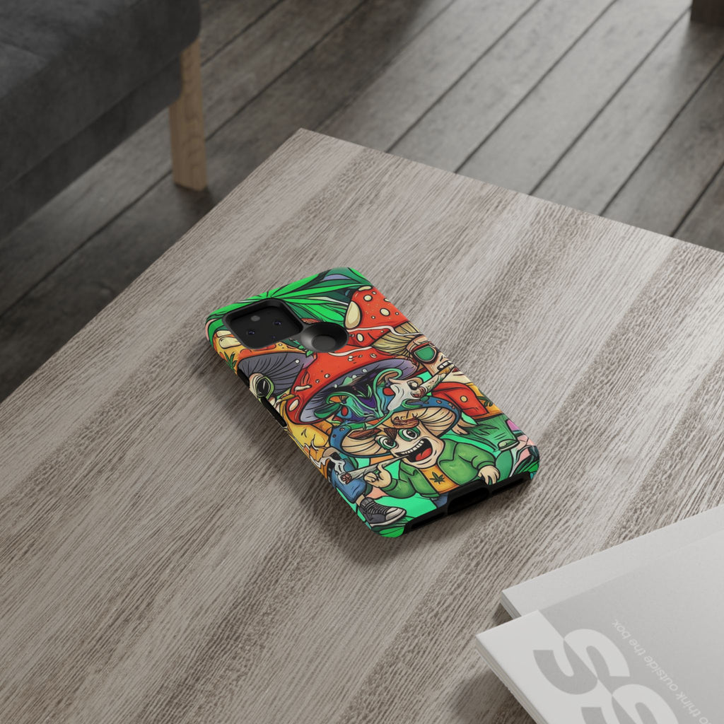 Vibrant Phone Case Featuring Funky Mushroom Art, Tough Cases, Trendy Accessories, Unique Gifts, Eclectic Style, Phone Protection