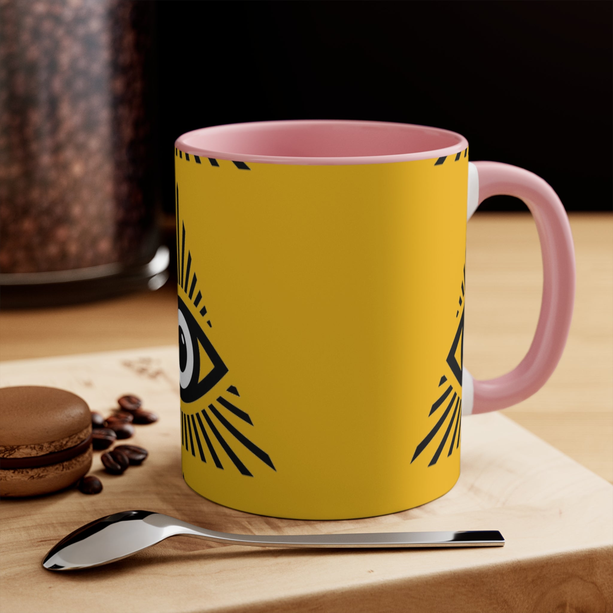 Mystical Eye Accent Mug - Bohemian Coffee Cup, Unique Gift for Occasions, Artistic Home Decor, Tea Mug, Spirituality