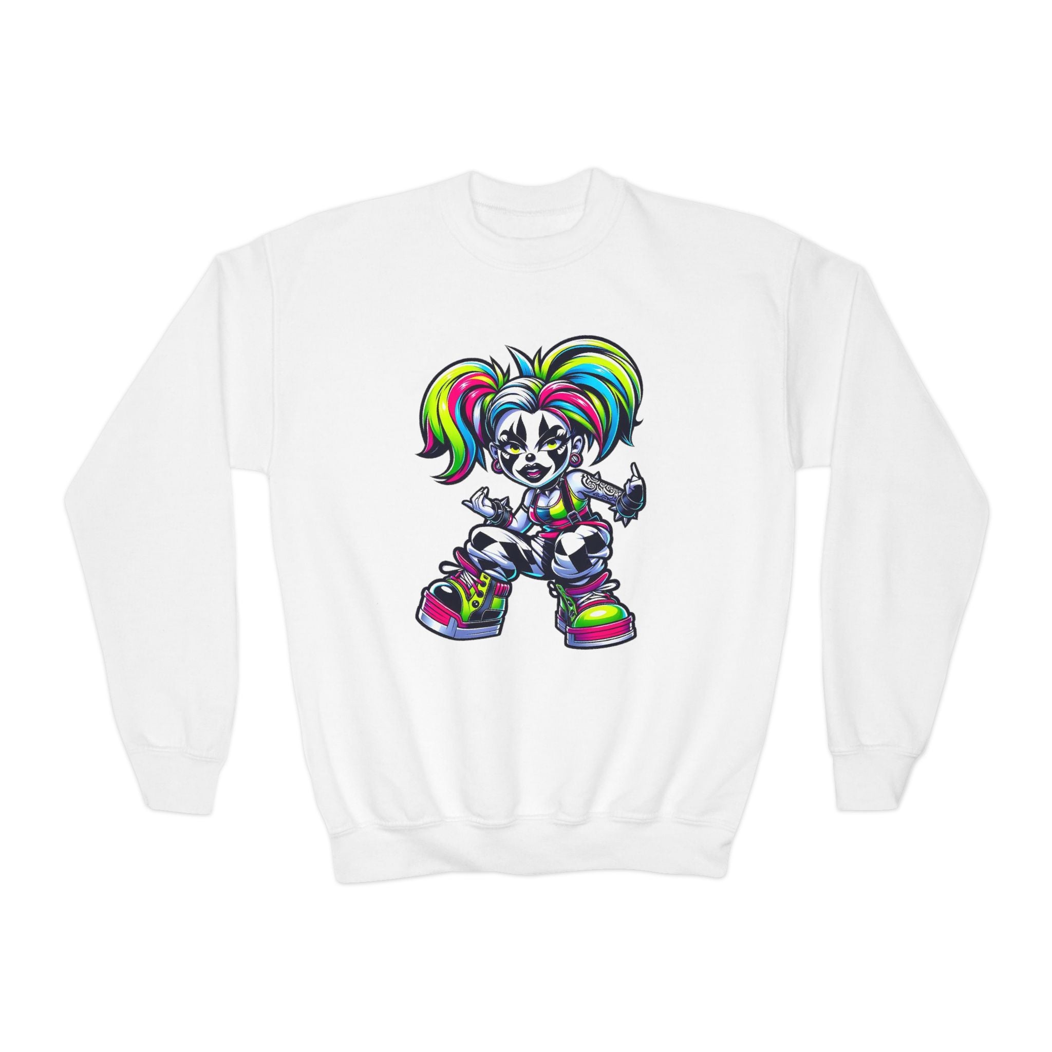 Colorful Graphic Youth Crewneck Sweatshirt, Fun Sweatshirt for Kids, Perfect Gift for Birthdays, Halloween, or Everyday Wear