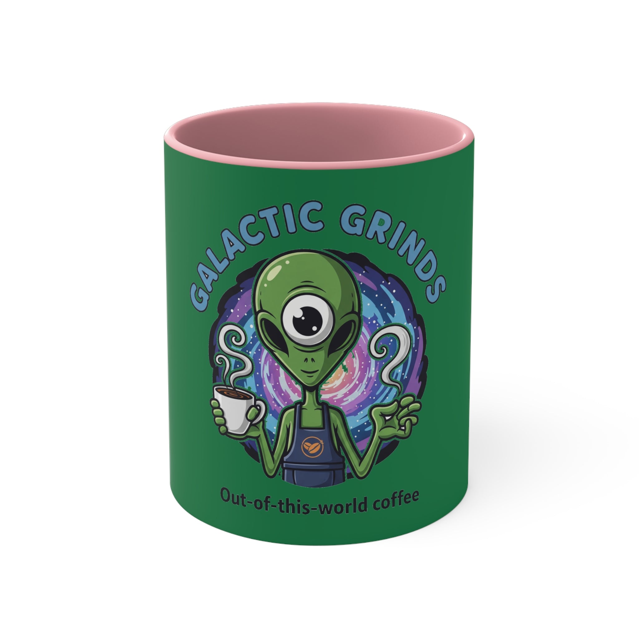 Galactic Grinds Alien Accent Mug - Fun Coffee Mug, Space Lover Gift, Unique Kitchen Decor, Whimsical Alien Design, Out-of-this-world Coffee