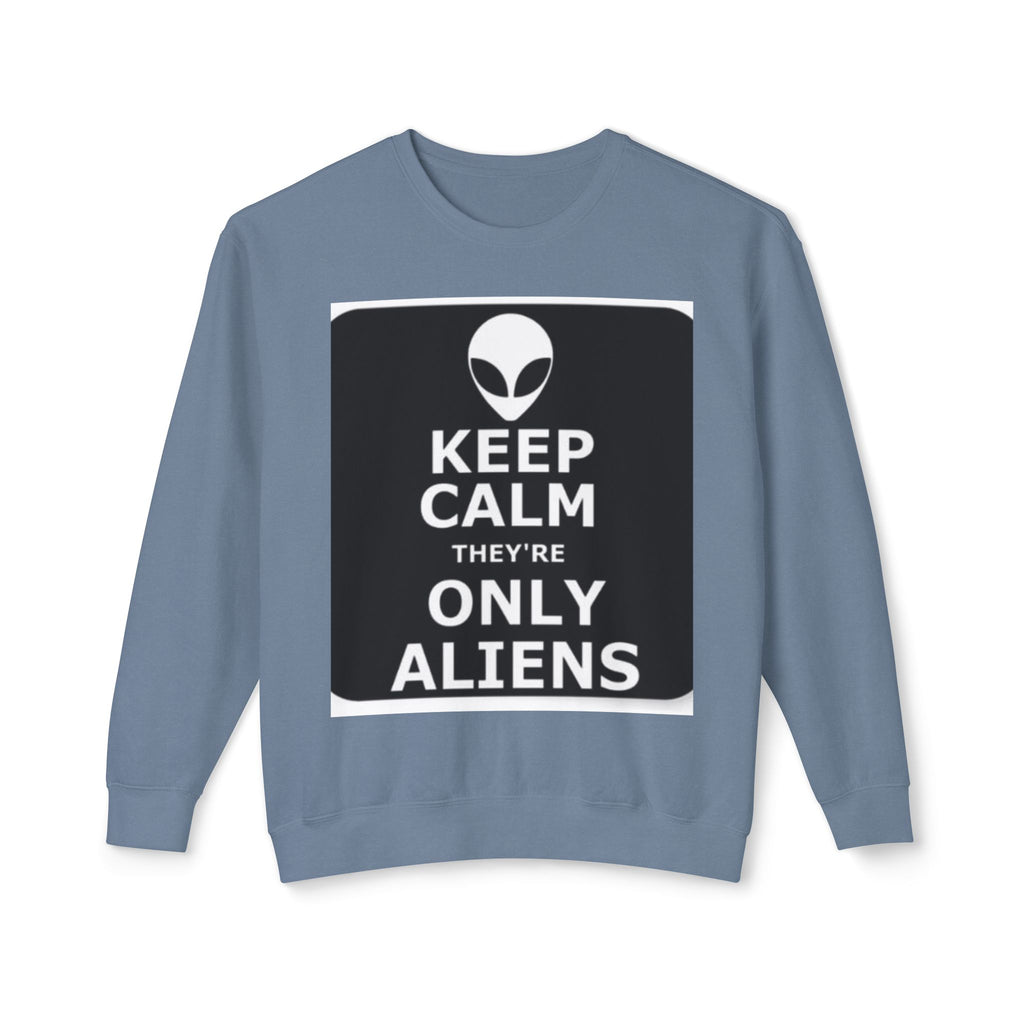 Aliens Lightweight Sweatshirt, UFO Crewneck Jumper, Sci-Fi Extraterrestrial Sweater, Space Print Top, Galaxy Pullover, Outer Space Clothing