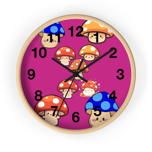 Cute Mushroom Wall Clock, Quirky Home Decor, Kawaii Clock, Gift for Fungi Lovers, Kids Room Decoration, Fun Timepiece