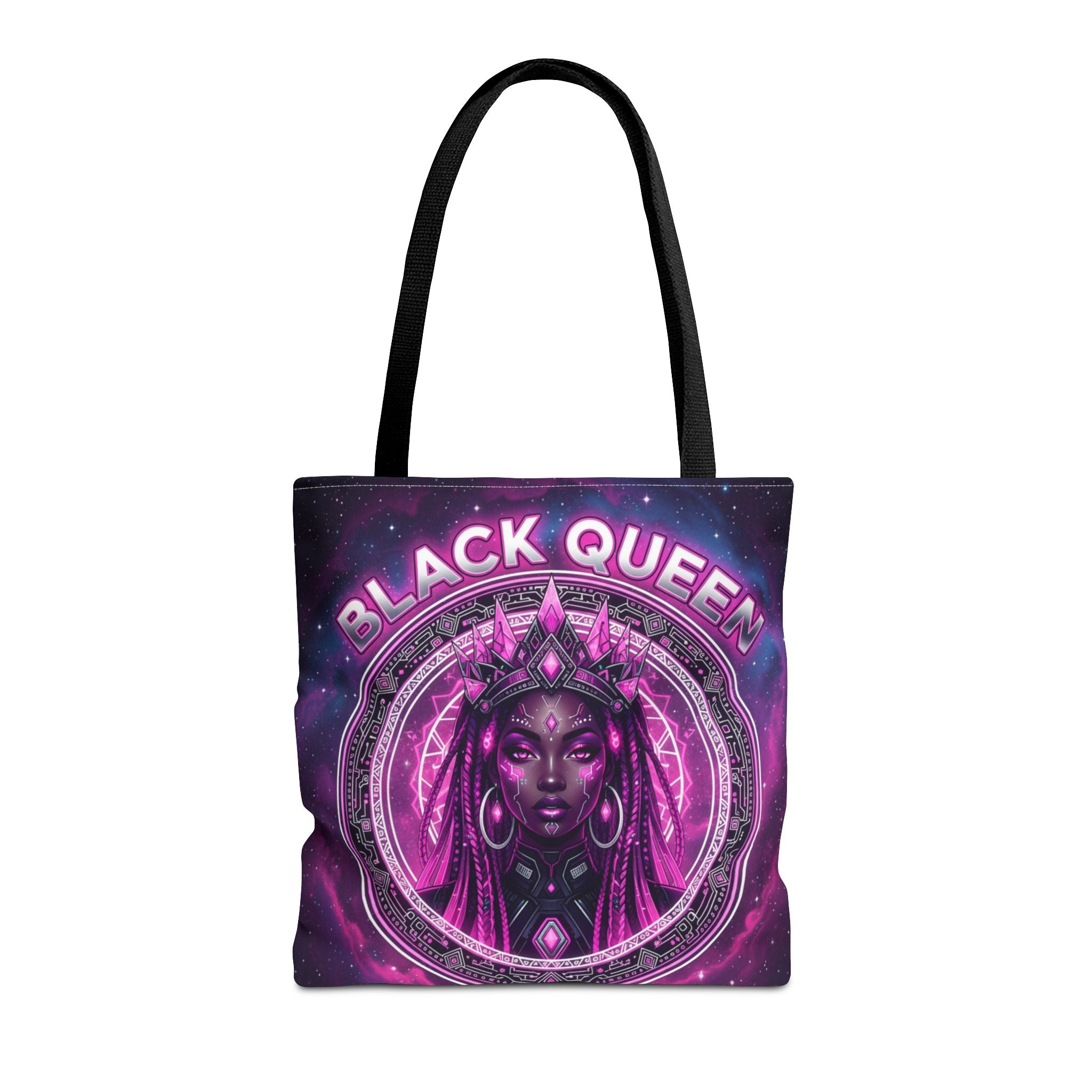 Black Queen Art Tote Bag — Afrocentric Cosmic Portrait Tote
