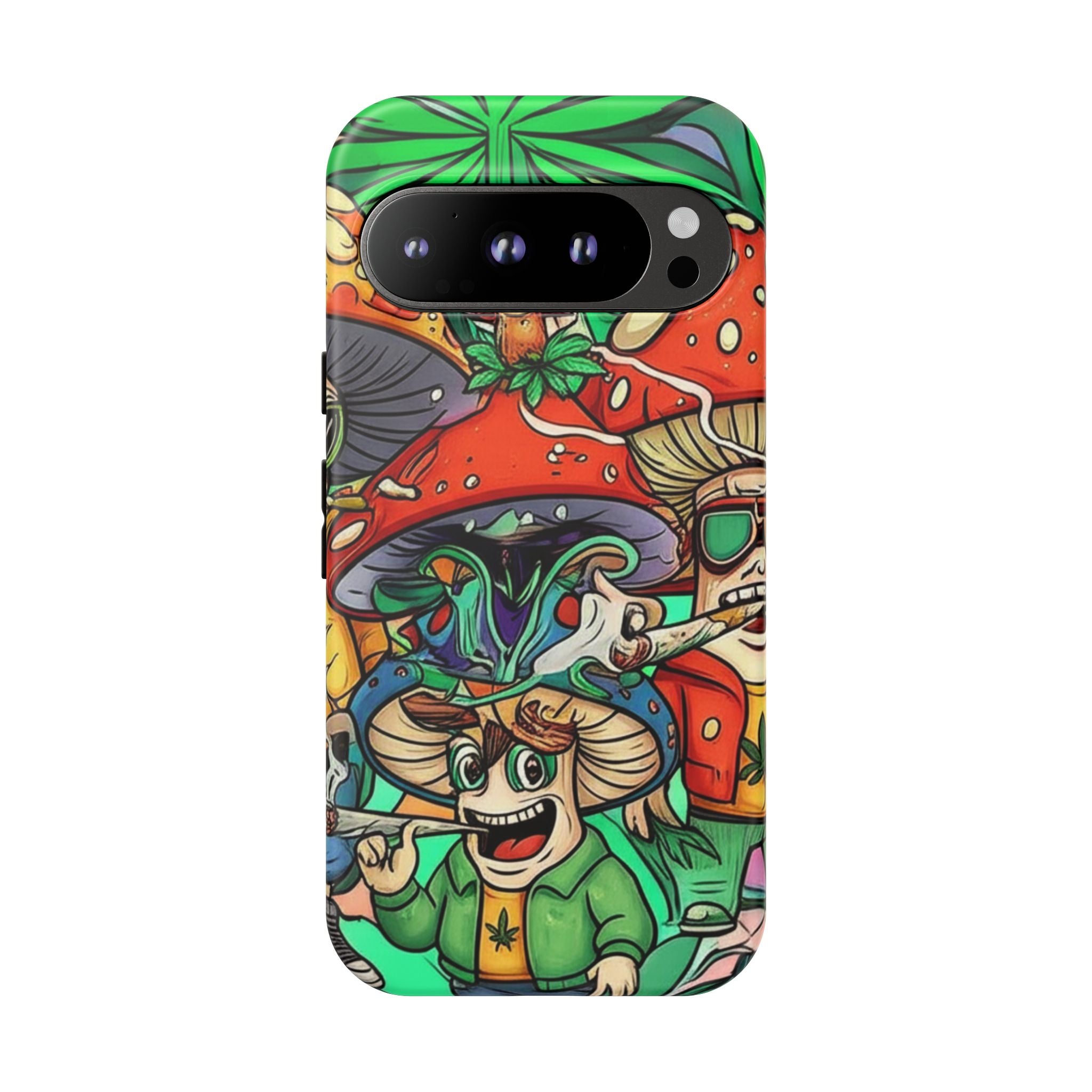 Vibrant Phone Case Featuring Funky Mushroom Art, Tough Cases, Trendy Accessories, Unique Gifts, Eclectic Style, Phone Protection