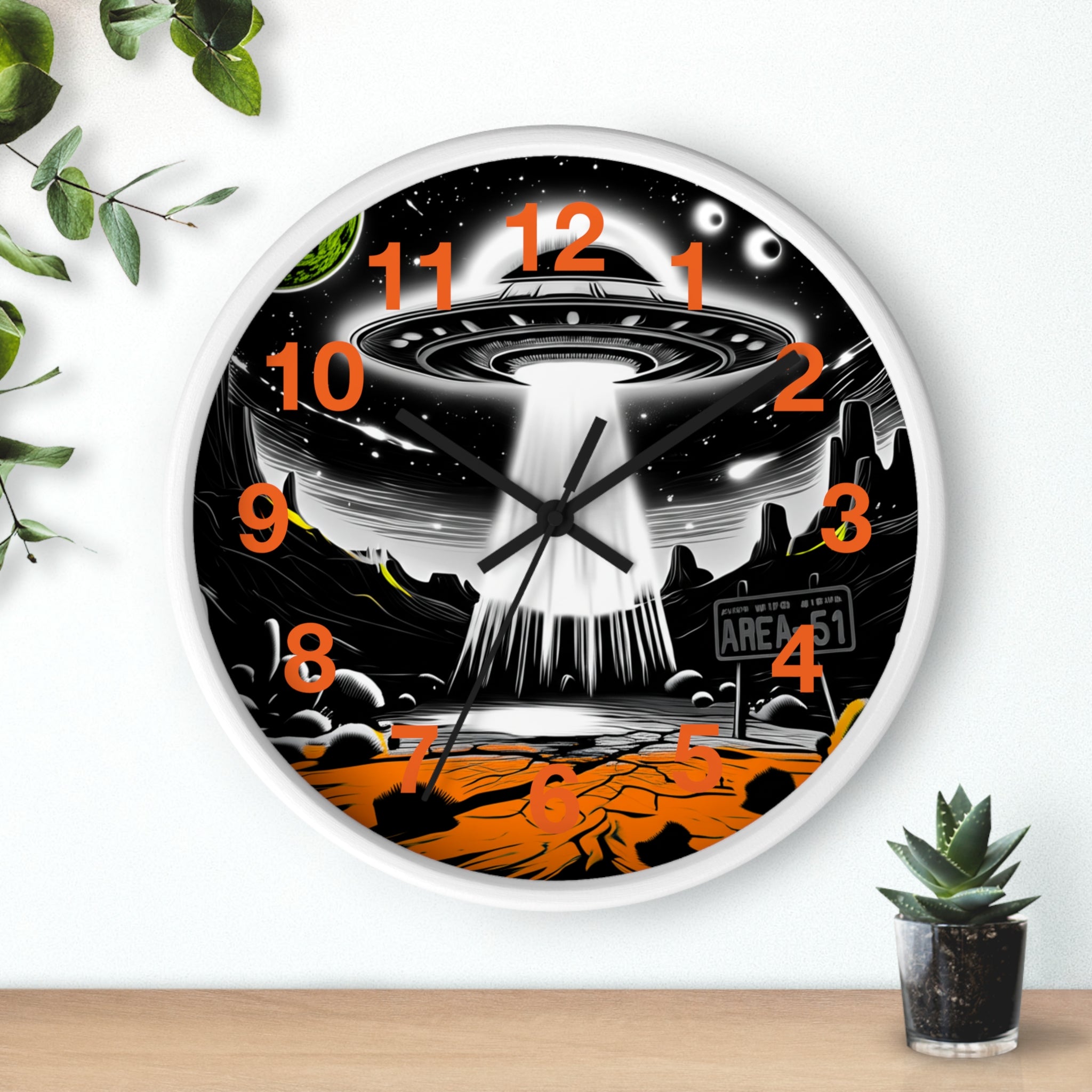 Alien Encounter Wall Clock, Unique Home Decor for Space Lovers, Retro Area 51 Theme, Perfect Gift for Sci-Fi Fans