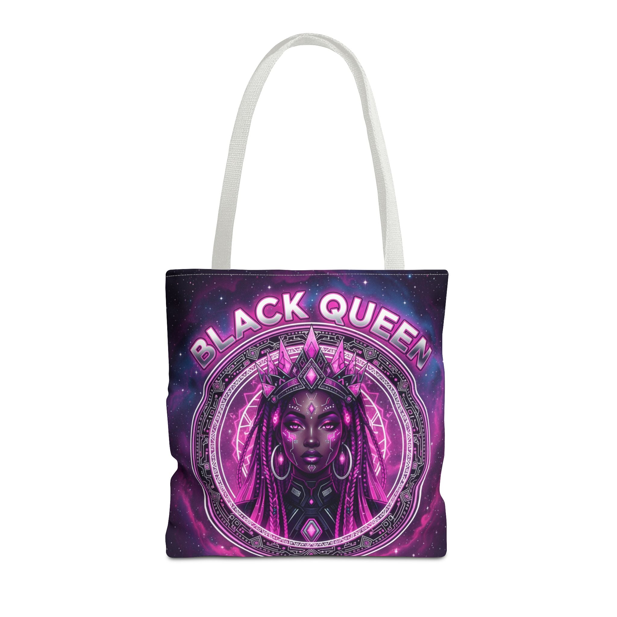 Black Queen Art Tote Bag — Afrocentric Cosmic Portrait Tote