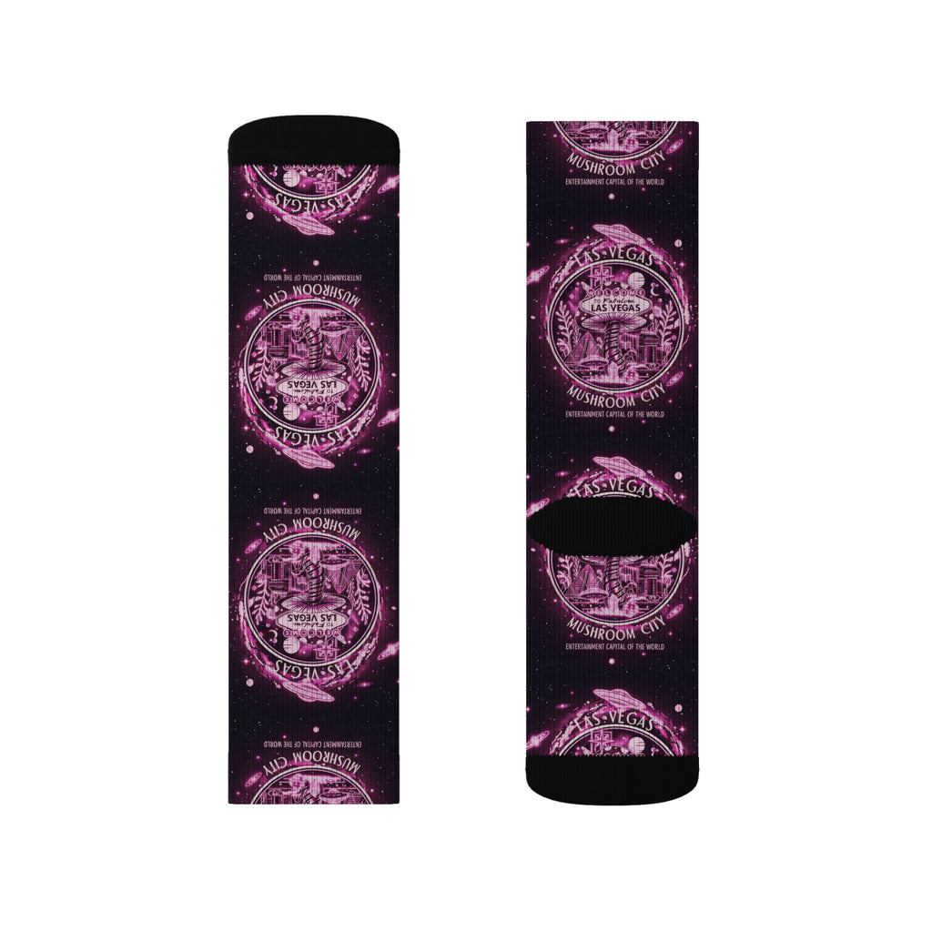 Mystic Pink Galaxy Crew Socks — Sublimated Celestial Mandala Design