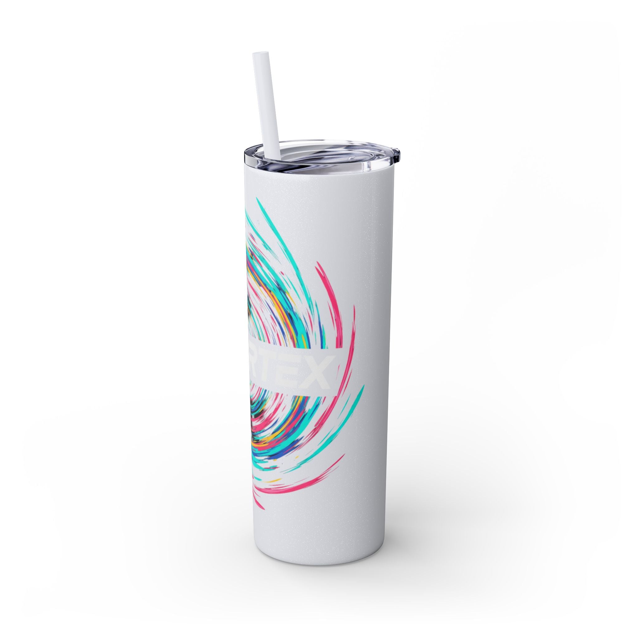 Colorful Swirl Skinny Tumbler with Straw, 20oz | Insulated Drinkware | Perfect for Gifts, Travel, Office, Beach, Summer Vibes
