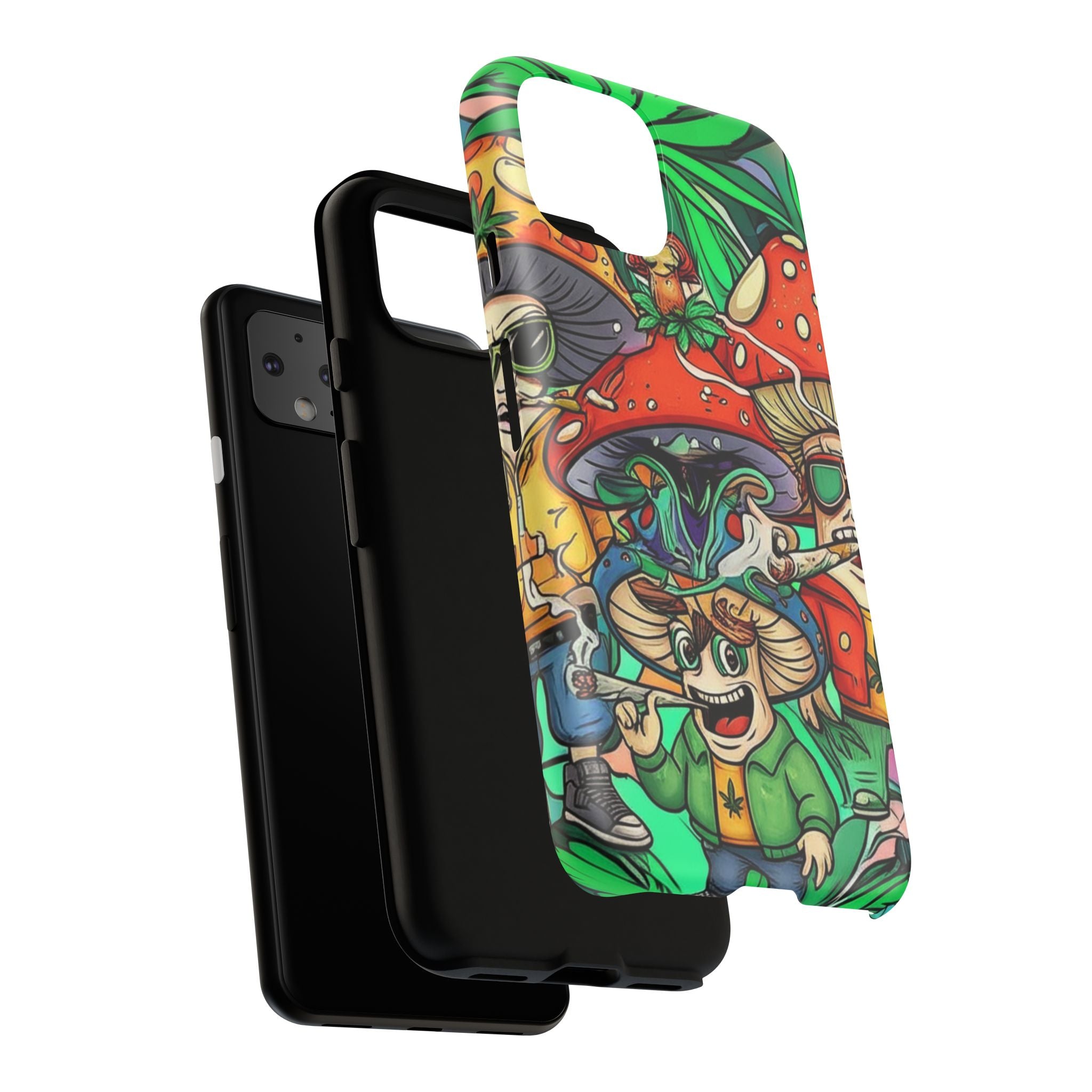 Vibrant Phone Case Featuring Funky Mushroom Art, Tough Cases, Trendy Accessories, Unique Gifts, Eclectic Style, Phone Protection