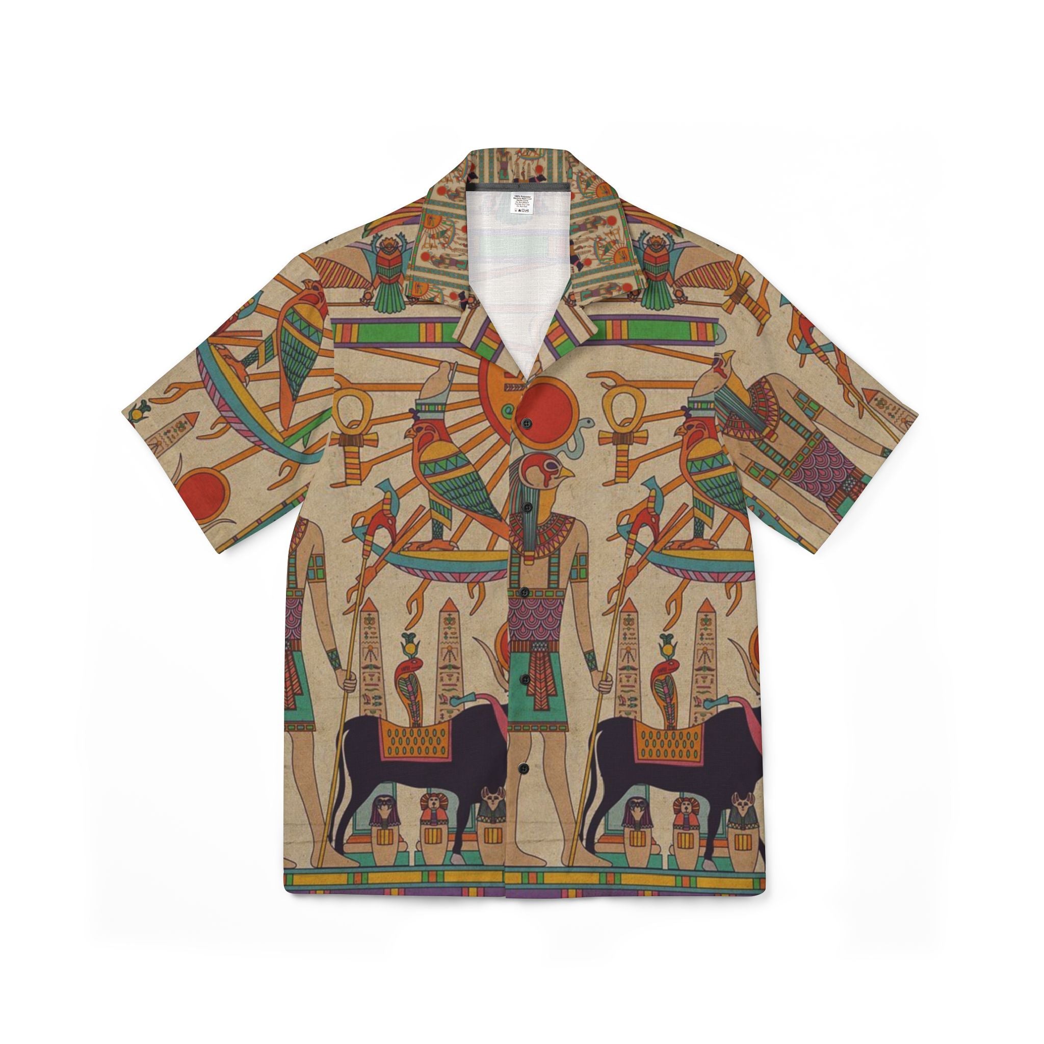 Men's Egyptian-Themed Camp Shirt, Summer Shirt, Vacation Attire, Bohemian Style, Beach Wear, Casual Top, Festival Outfit
