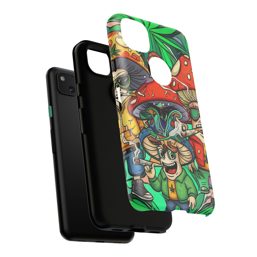 Vibrant Phone Case Featuring Funky Mushroom Art, Tough Cases, Trendy Accessories, Unique Gifts, Eclectic Style, Phone Protection