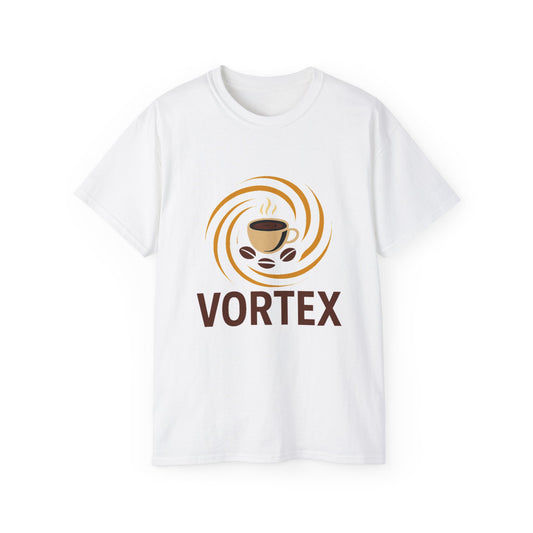 Coffee Lover Unisex Tee, Vortex Graphic Tee, Relaxed Casual Shirt, Perfect for Gift, Cozy Cafe Days, Daily Wear