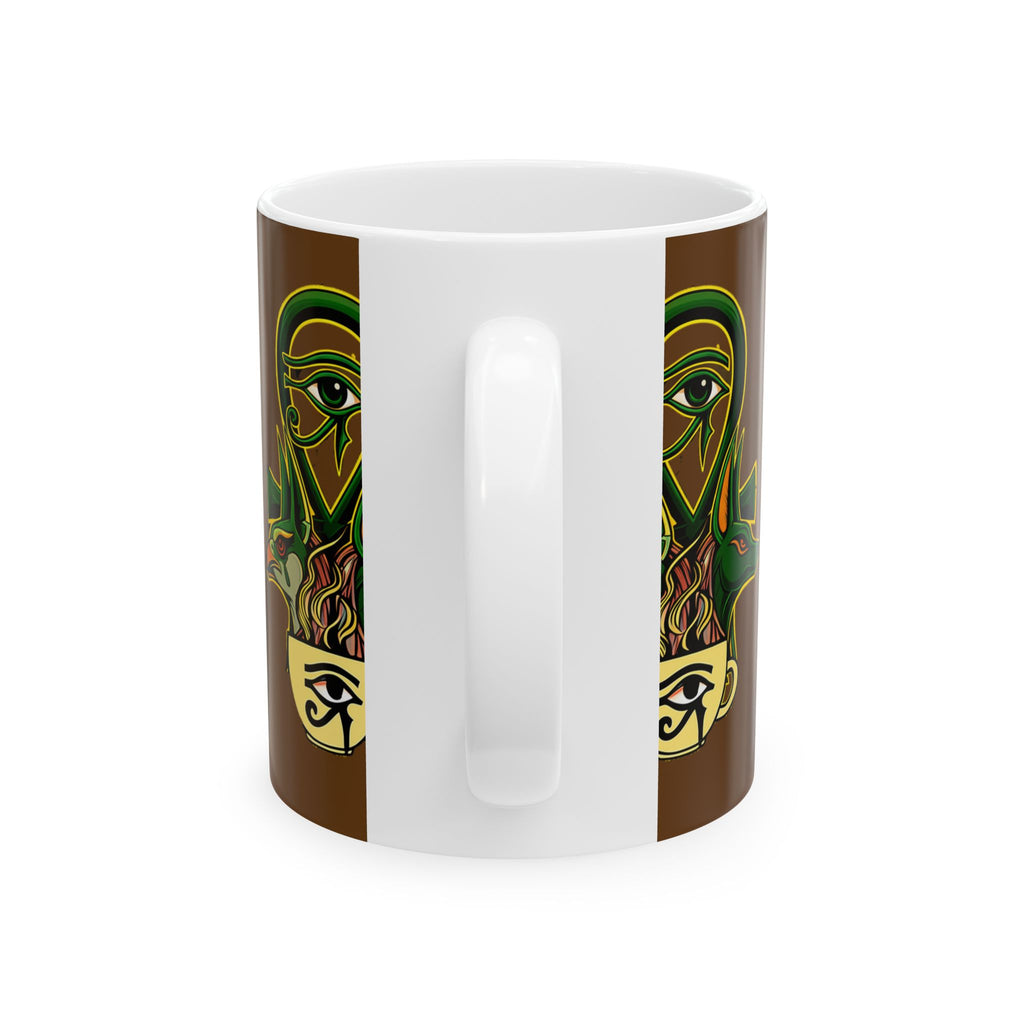 Mystical Animal Ceramic Mug, Unique Coffee Cup, Gift for Nature Lovers, Eye of Horus Design, Spiritual Decor, 11oz 15oz Options
