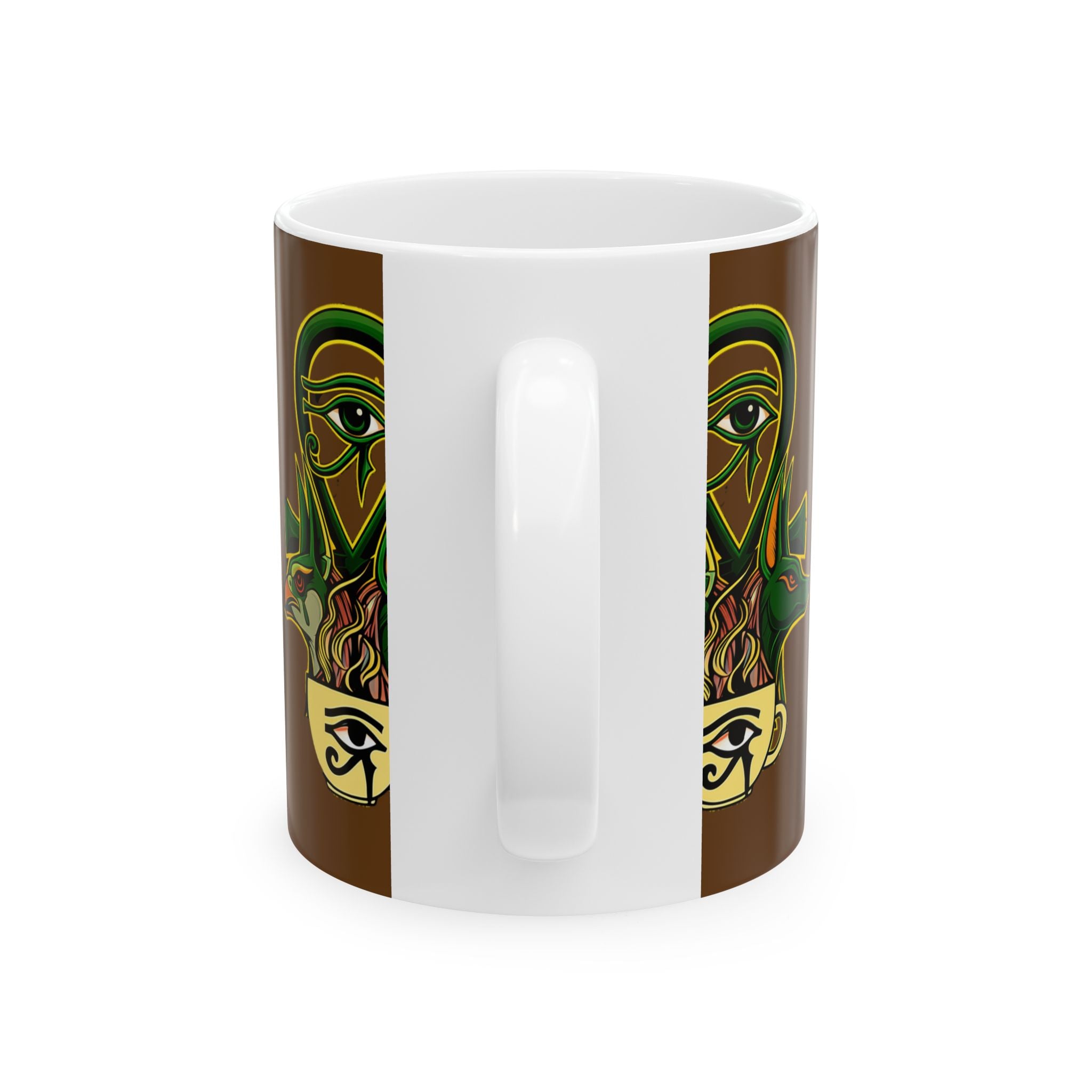 Mystical Animal Ceramic Mug, Unique Coffee Cup, Gift for Nature Lovers, Eye of Horus Design, Spiritual Decor, 11oz 15oz Options