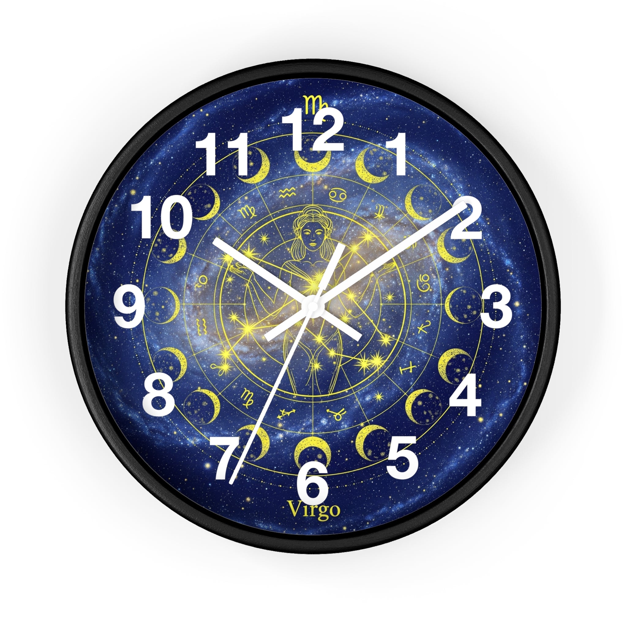 Celestial Virgo Wall Clock - Zodiac Decor for Astrology Lovers, Unique Gift for Birthday, Home Office Wall Art, Cosmic Timepiece