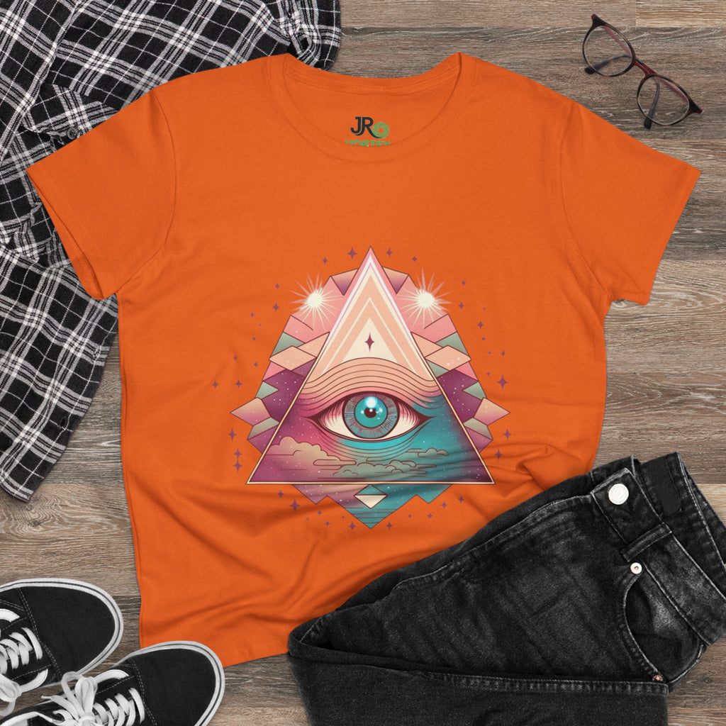 Mystical Eye Graphic Tee, Boho T-Shirt for Women, Casual Summer Shirt, Symbolic Gift, Unique Festival Wear, Psychedelic Apparel
