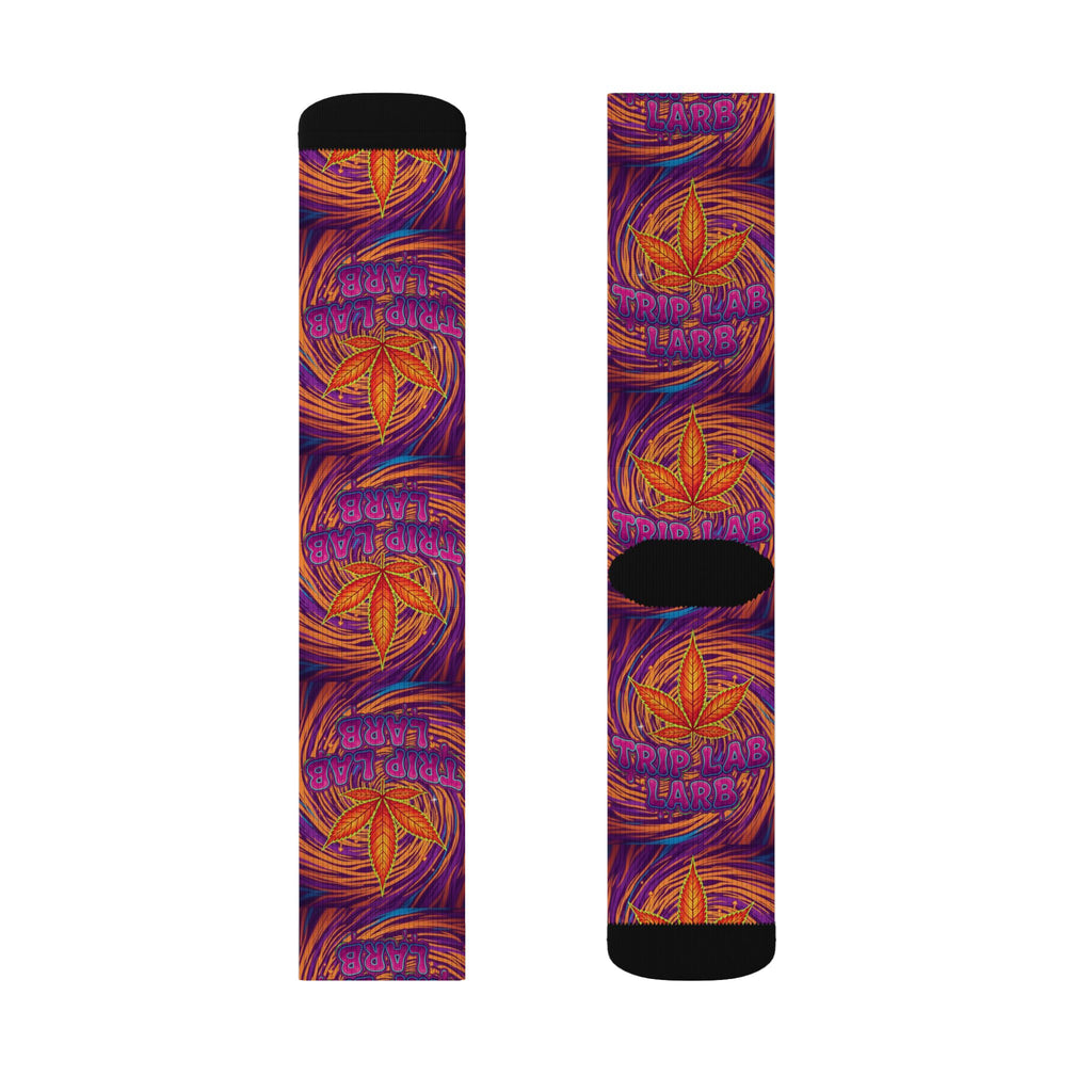 Abstract Swirl Sublimation Socks — Purple & Orange Artistic Crew Socks
