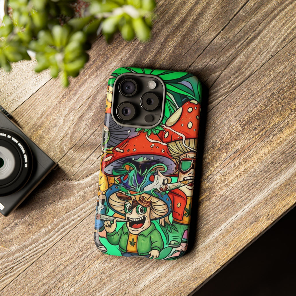 Vibrant Phone Case Featuring Funky Mushroom Art, Tough Cases, Trendy Accessories, Unique Gifts, Eclectic Style, Phone Protection