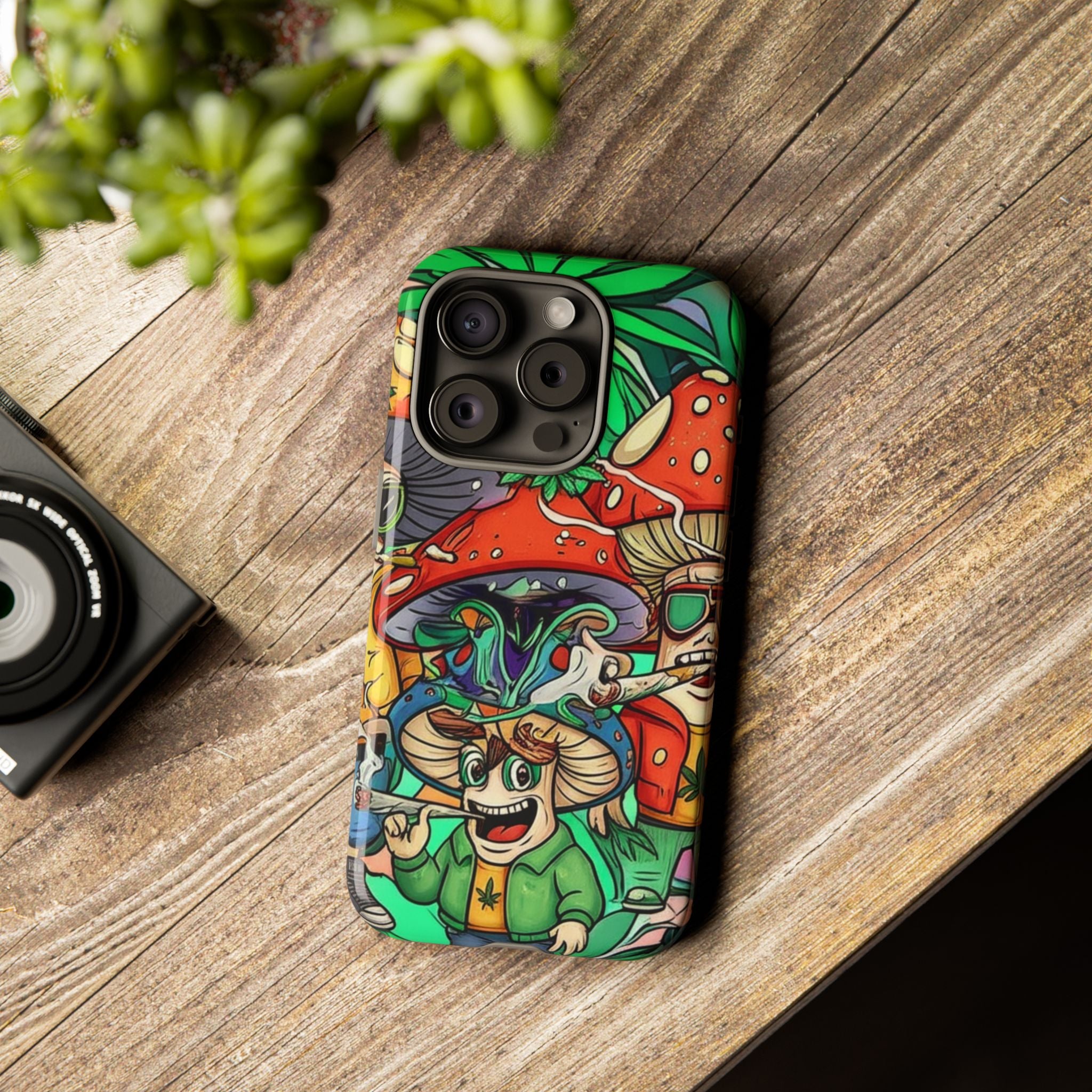 Vibrant Phone Case Featuring Funky Mushroom Art, Tough Cases, Trendy Accessories, Unique Gifts, Eclectic Style, Phone Protection