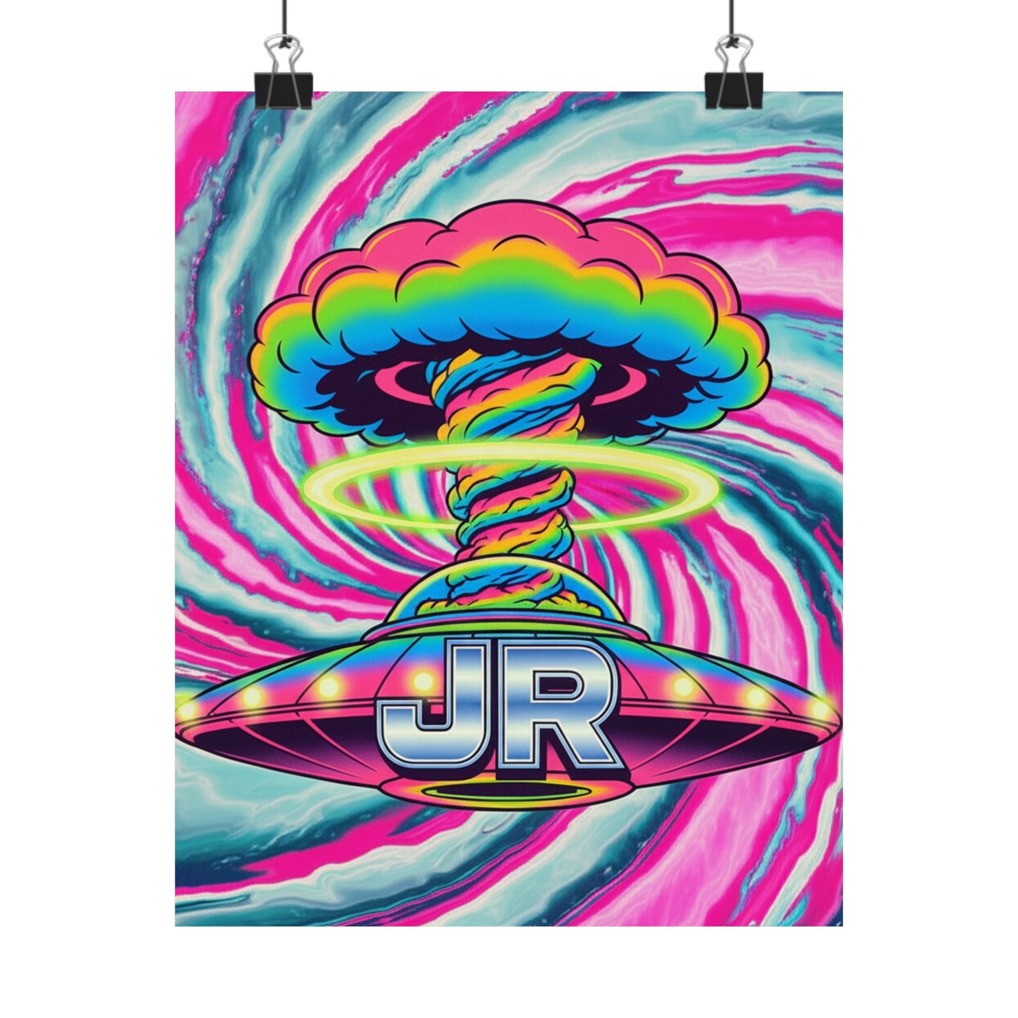 Vibrant Sci-Fi Vertical Poster, Retro Wall Art, Colorful Room Decor, Gift for Space Lovers, Funky Home Decoration, JR Design