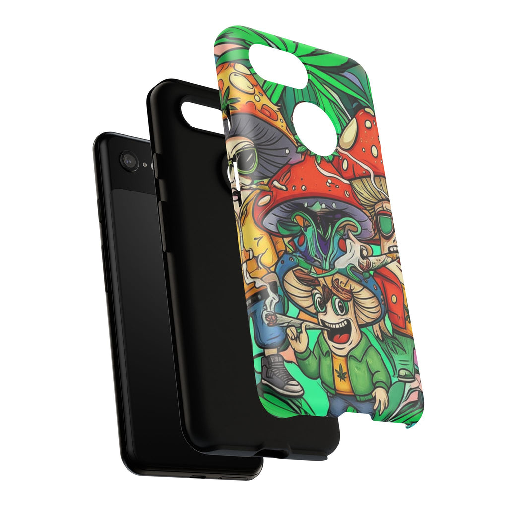 Vibrant Phone Case Featuring Funky Mushroom Art, Tough Cases, Trendy Accessories, Unique Gifts, Eclectic Style, Phone Protection