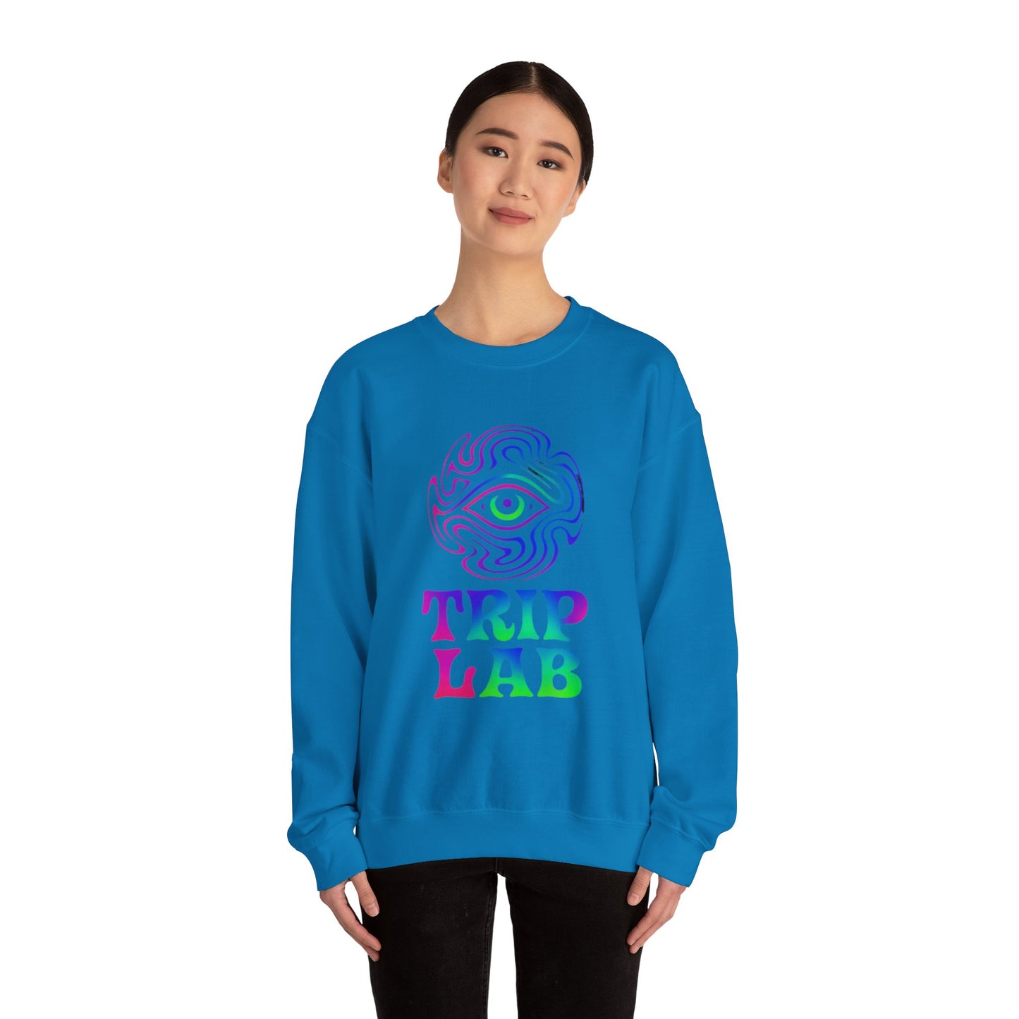 Psychedelic Trip Lab Sweatshirt, Unisex Crewneck, Cozy Gift for Festival Lovers, Casual Wear, Street Style
